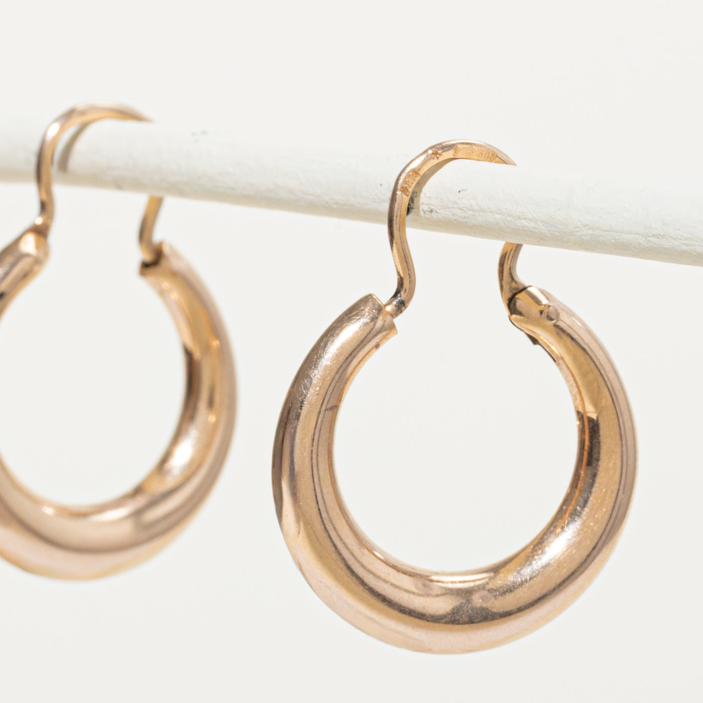 1992 Soviet Hallmarked 14K Rose Gold Hoop Earrings | 20.61mm |