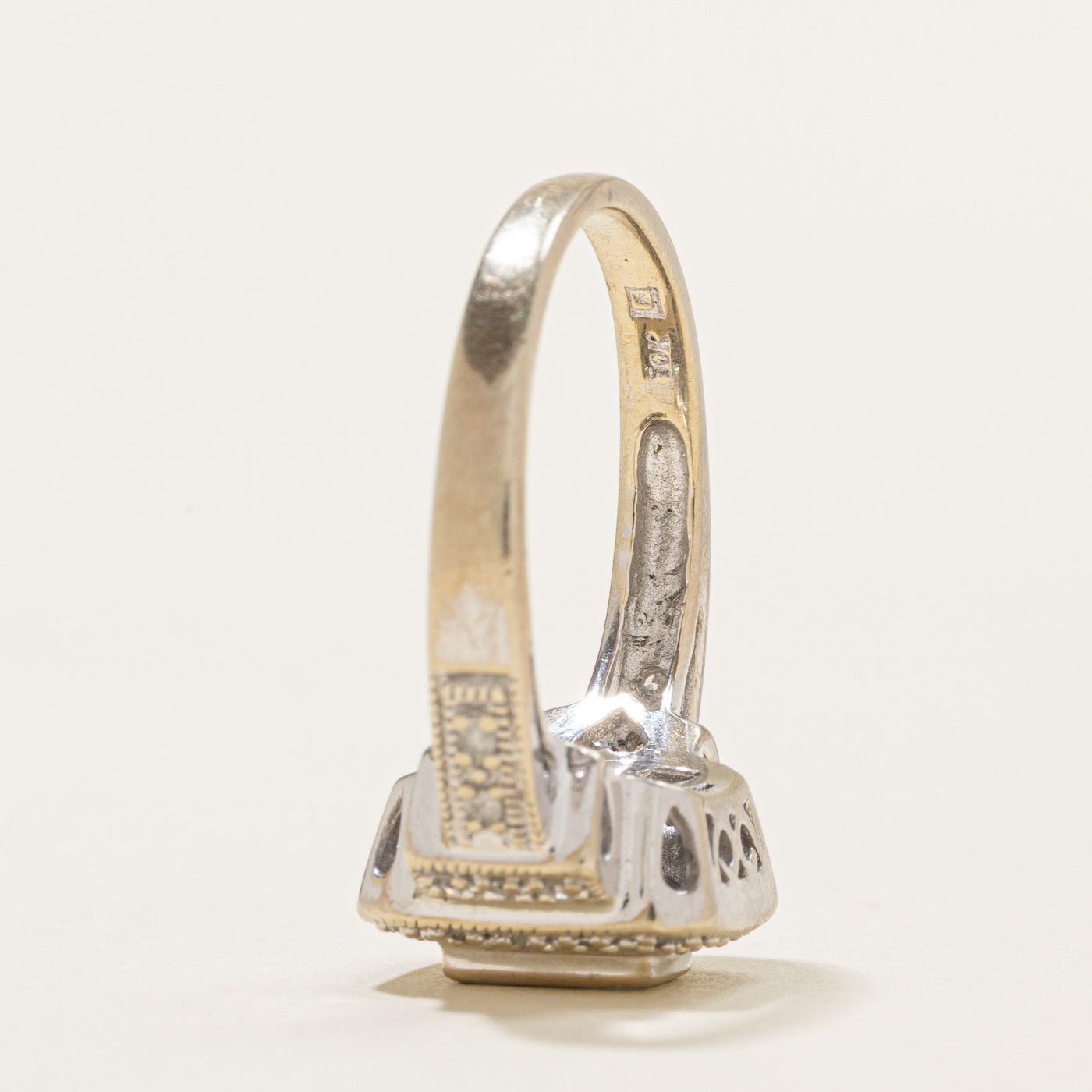 Bague sertie de diamants invisibles en or 10 carats avec halo | 0,36 ct au total | Taille 6,75