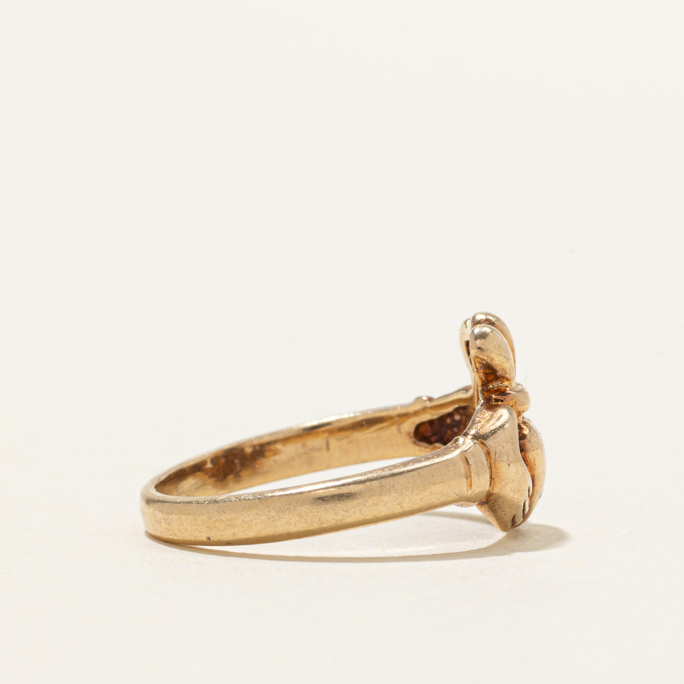 10K Yellow Gold Diamond Claddagh Ring | SZ 3.5