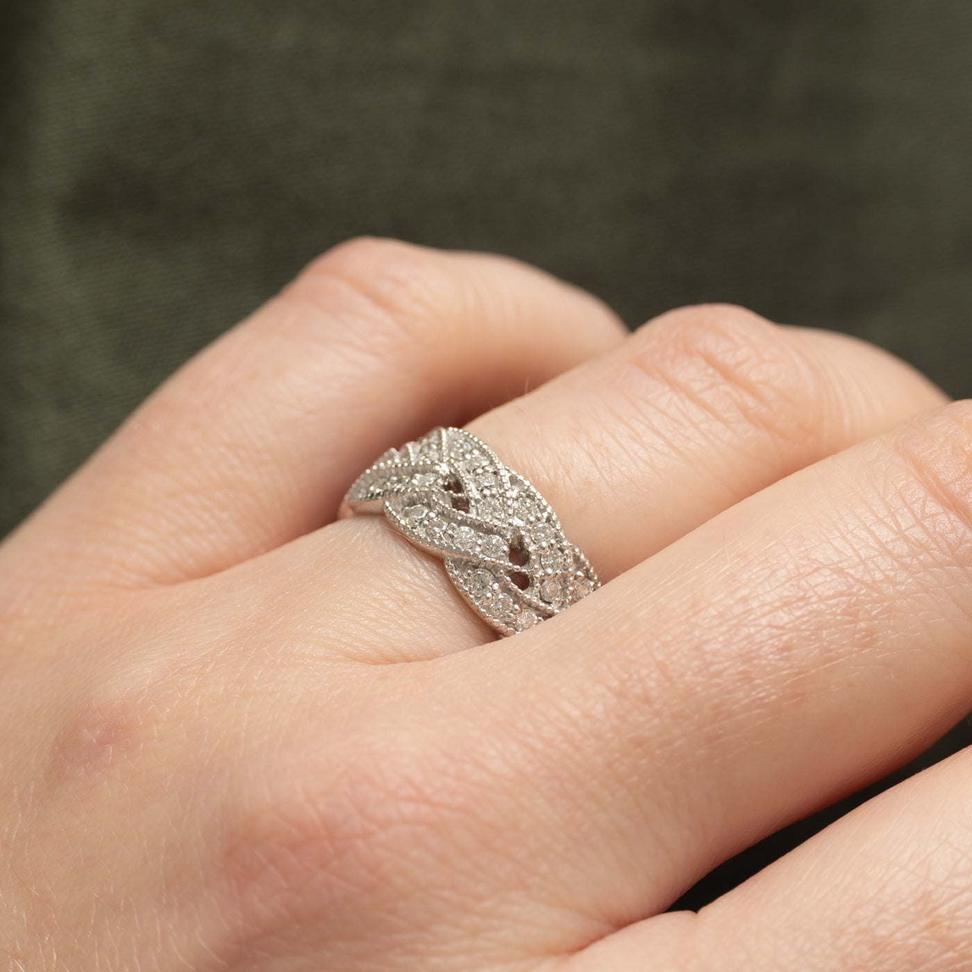 10k Diamond Woven Band | 1.10ctw | 8.10mm | SZ 5.5