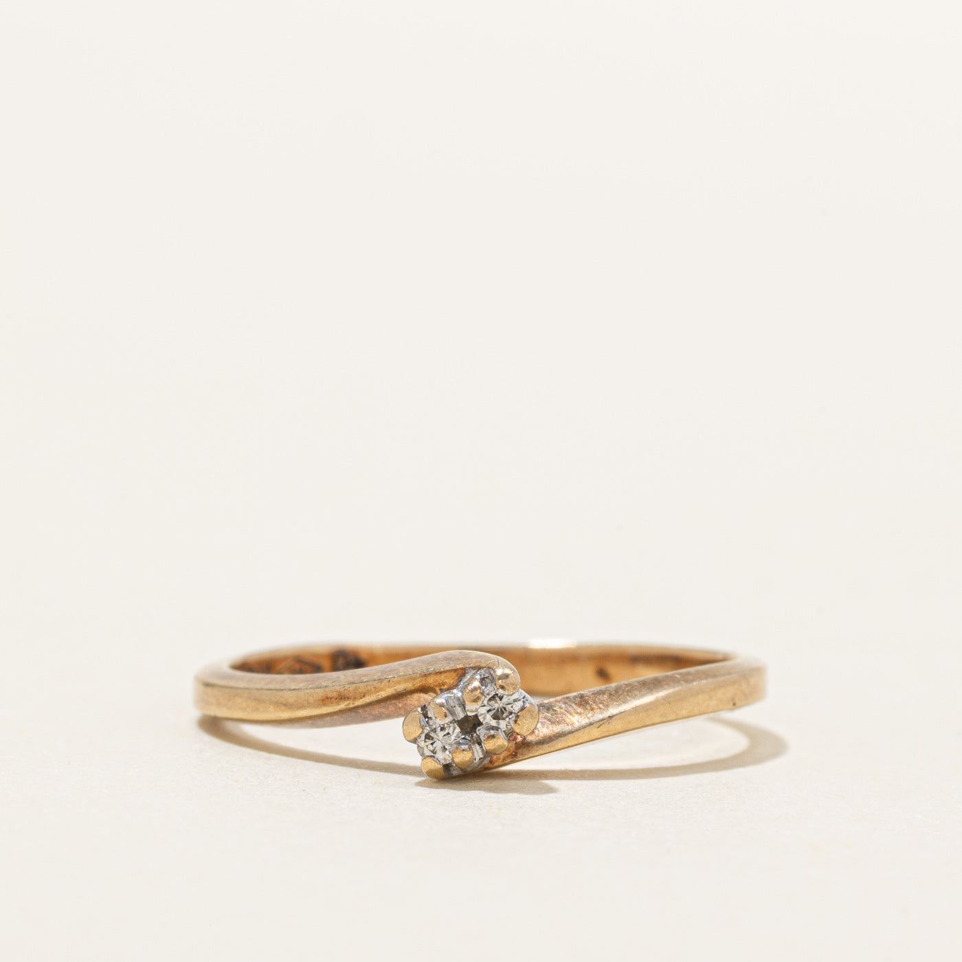 10K Diamond Petite Bypass Ring | SZ 6.25