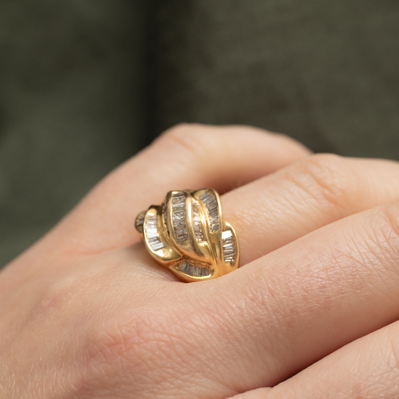 14k Baguette Diamond Multi Row Cocktail Ring | 0.75ctw | SZ 8.75