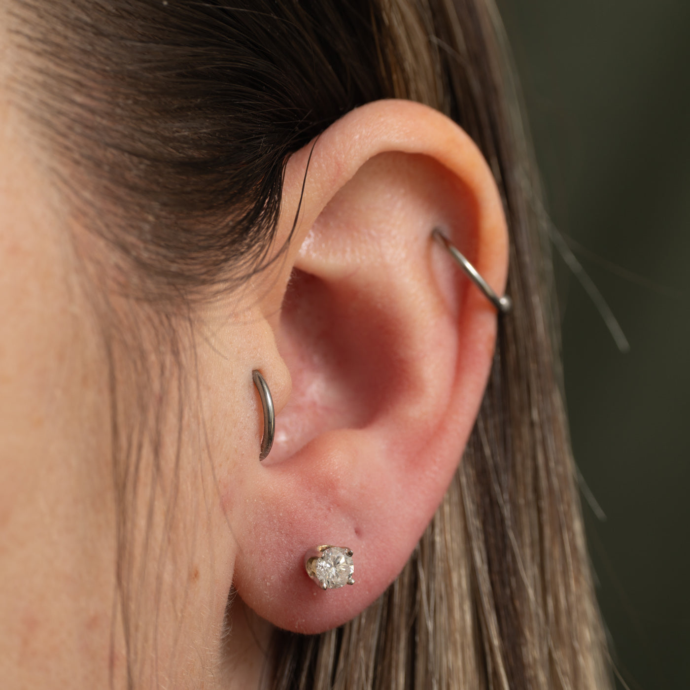 14k White Gold Solitaire Diamond Stud Earrings | 0.68ctw I1/I2 F/G