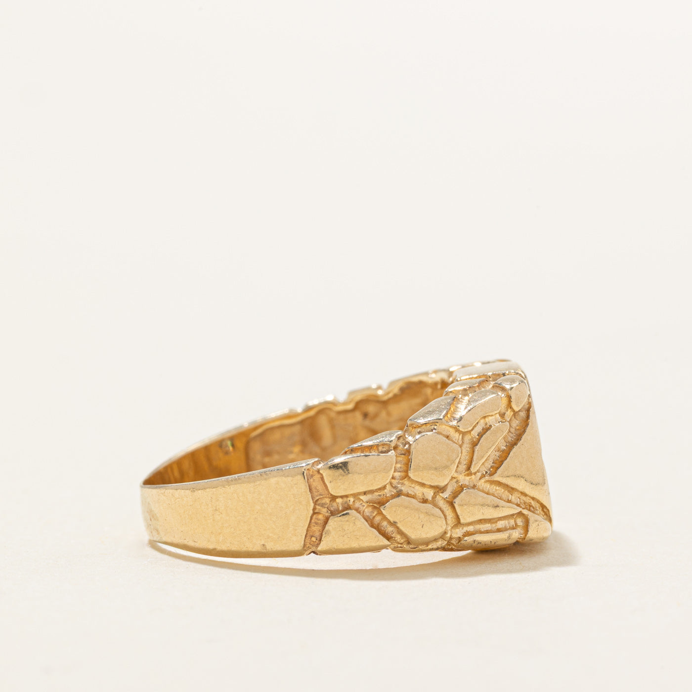 14K Diamond Textured Signet Ring | 0.10ct | SZ 7.0