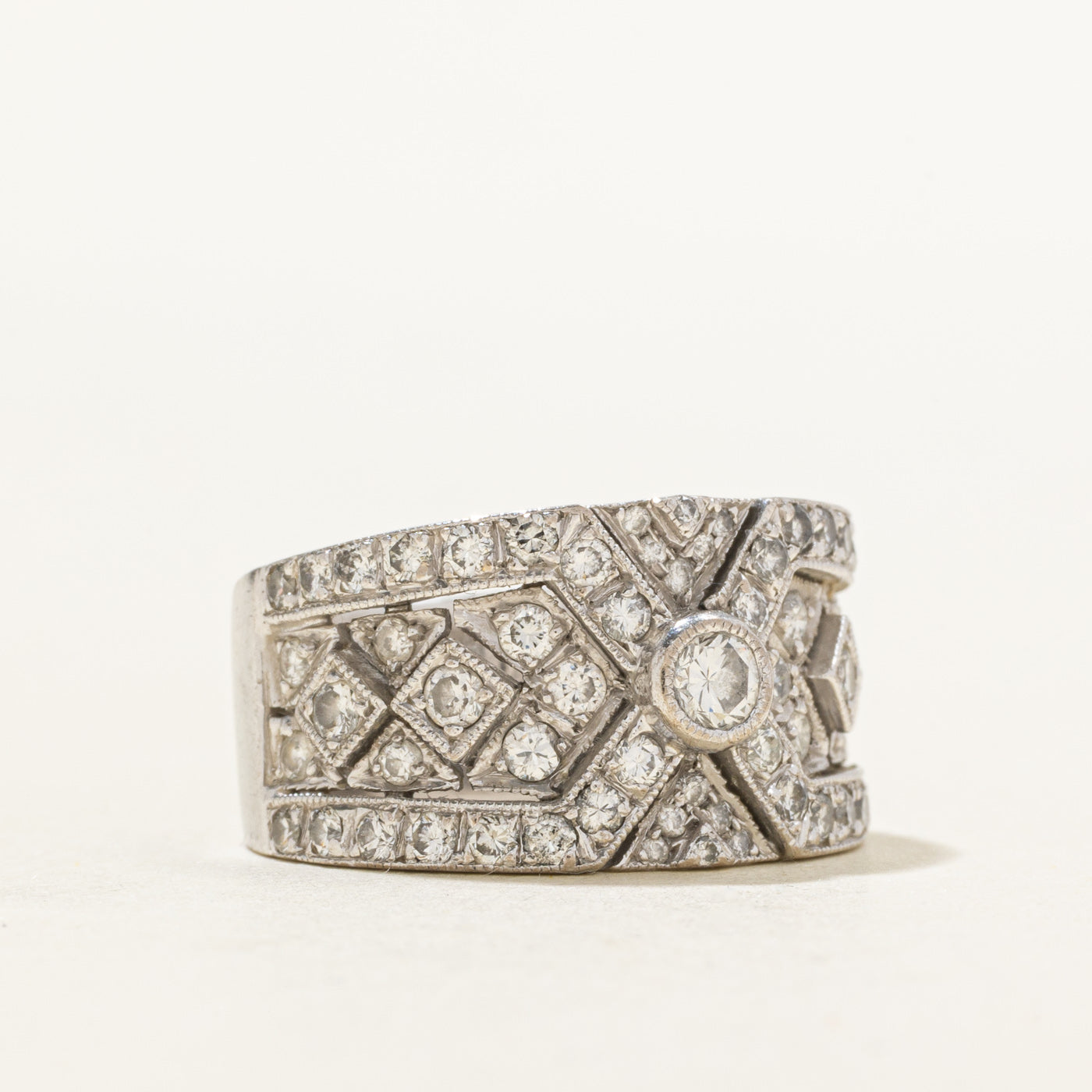 18k Diamond Cluster Geometric Design Band | 1.17ctw | SZ 5.25