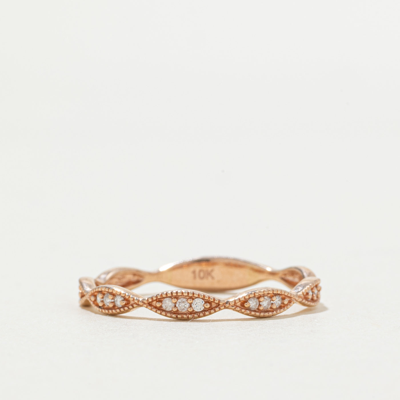 Rose Gold Diamond Marquise Patterned Band | SZ 9.25