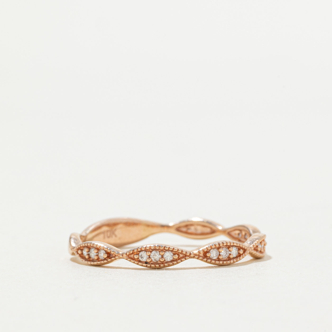 Rose Gold Diamond Marquise Patterned Band | SZ 9.25