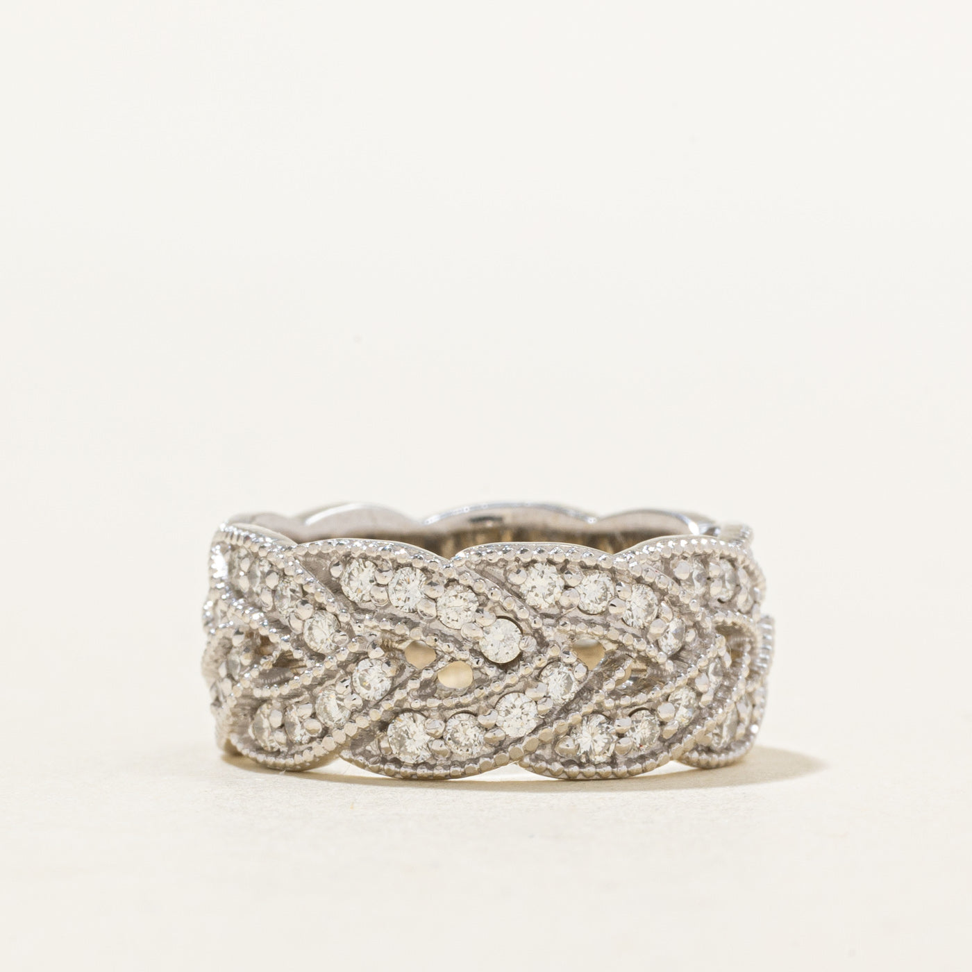 10k Diamond Woven Band | 1.10ctw | 8.10mm | SZ 5.5
