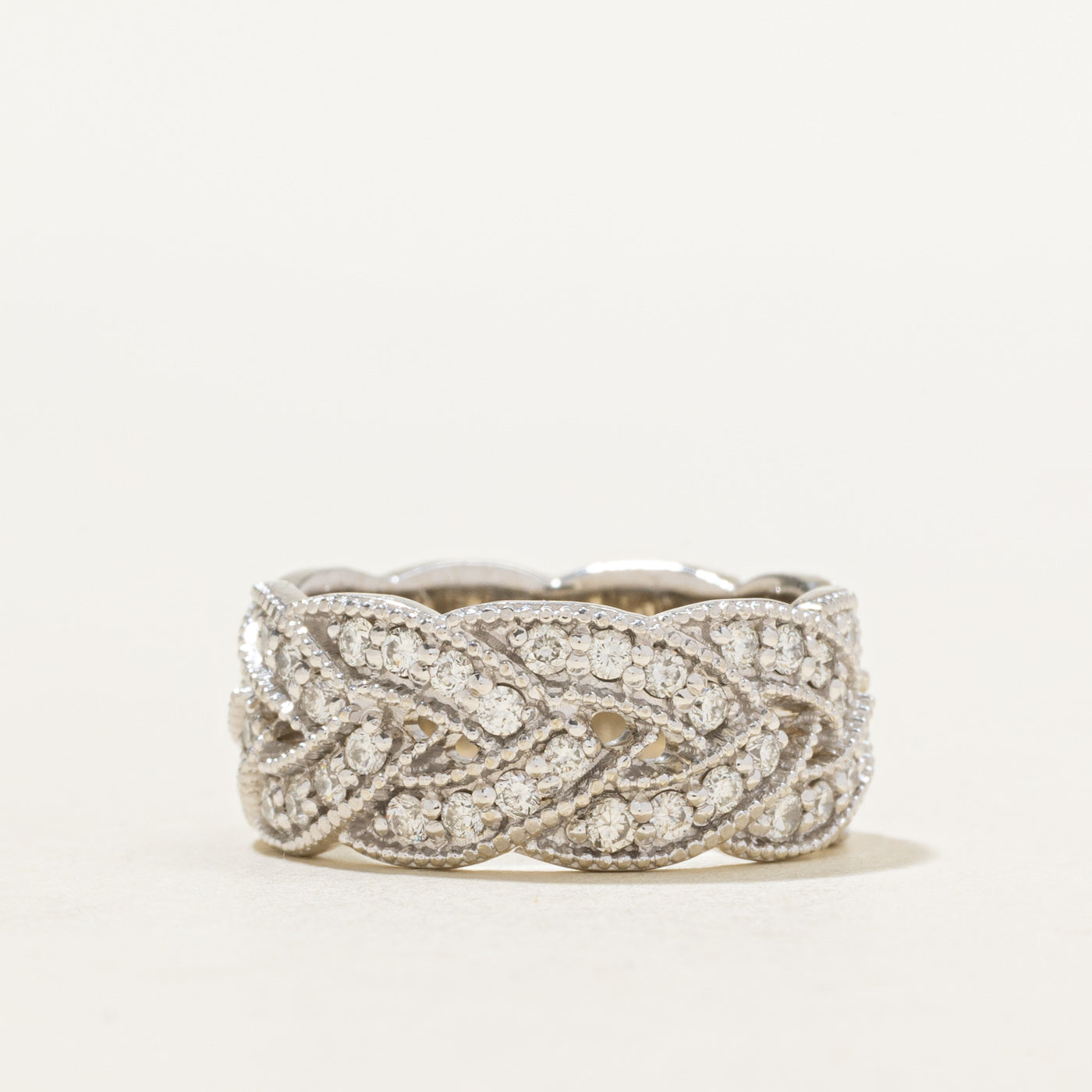 10k Diamond Woven Band | 1.10ctw | 8.10mm | SZ 5.5