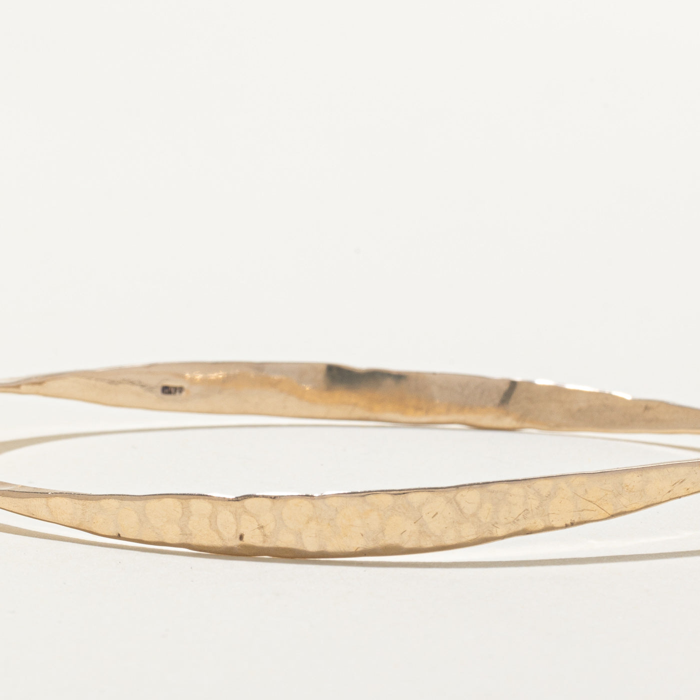10k Yellow Gold Hammered Bangle Bracelet | 8"