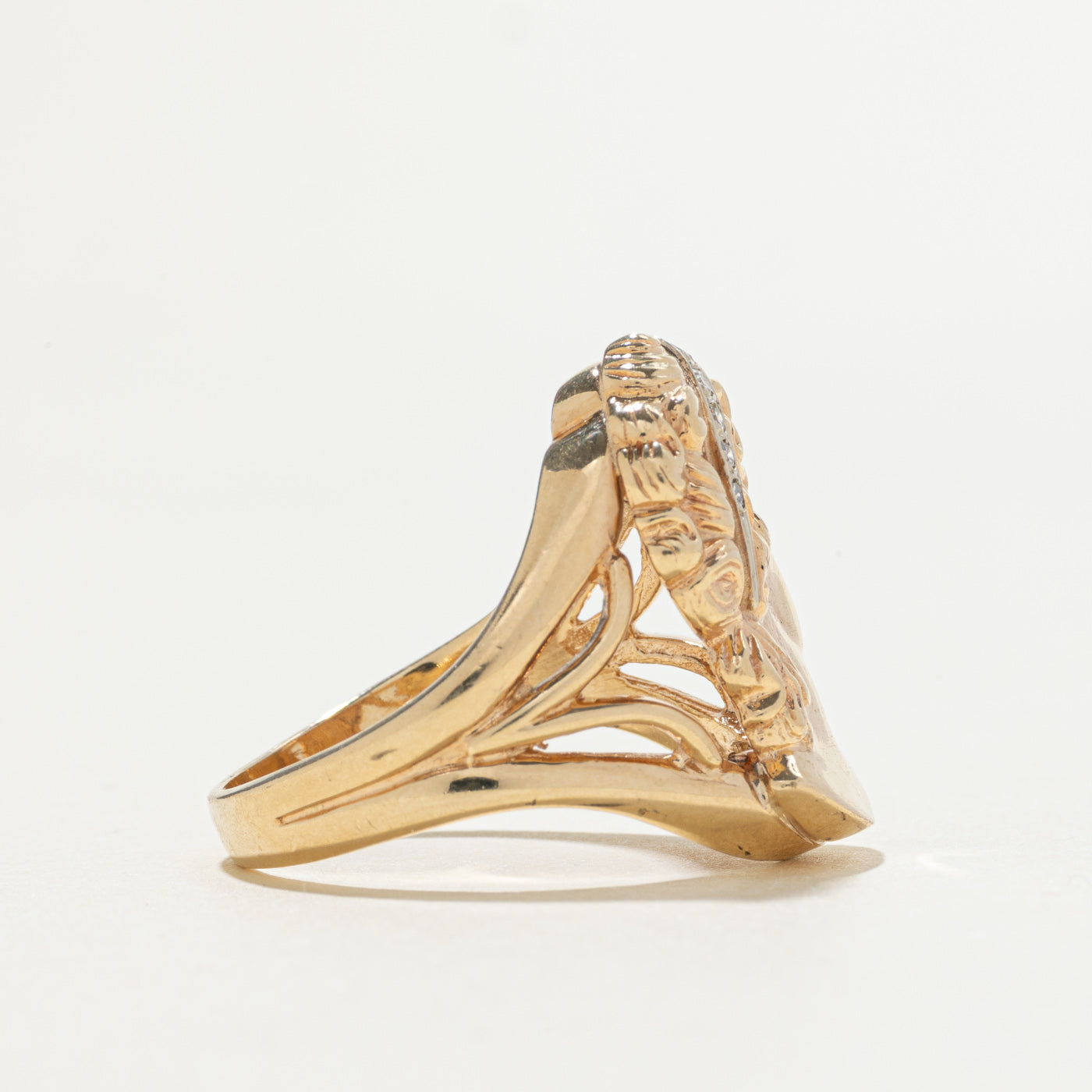 10k Diamond Portrait Cameo Ring | SZ 9.25