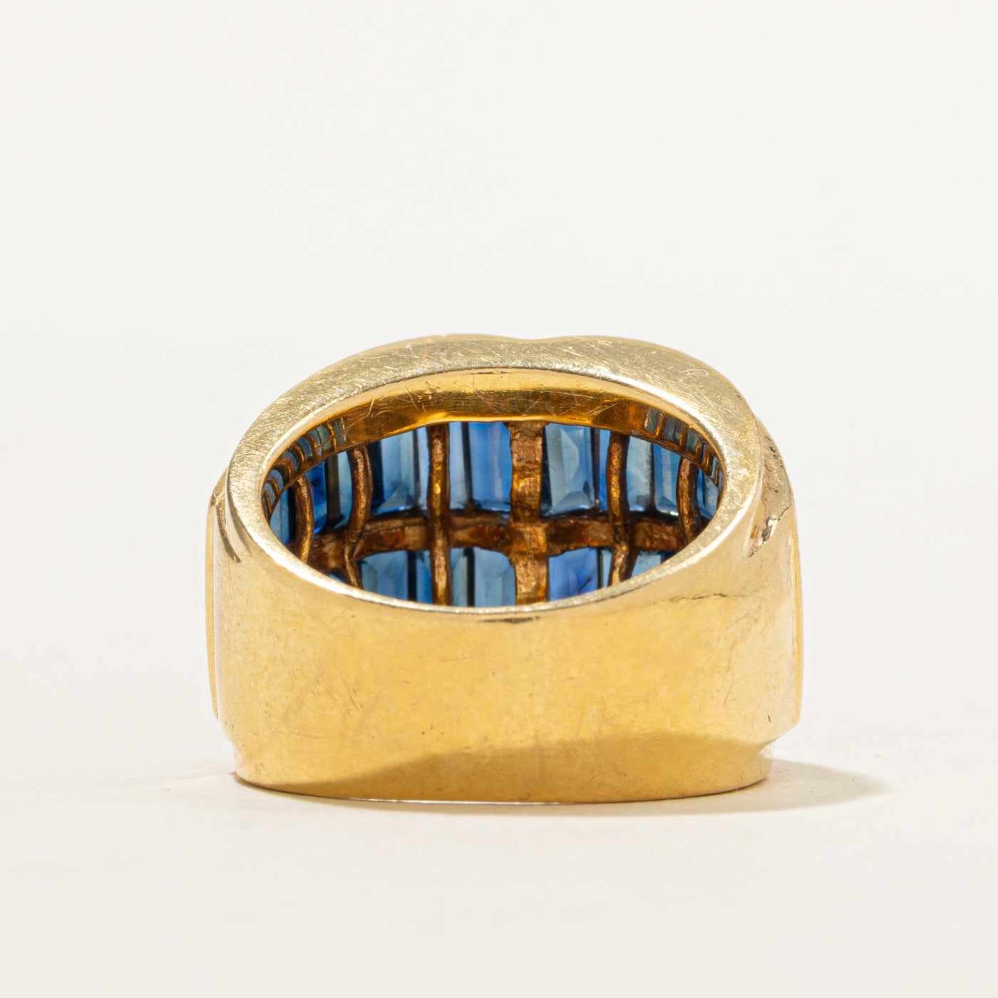 18k Sapphire & Diamond Multi Row Ring | 6.75ctw, 0.26ctw | SZ 6.5