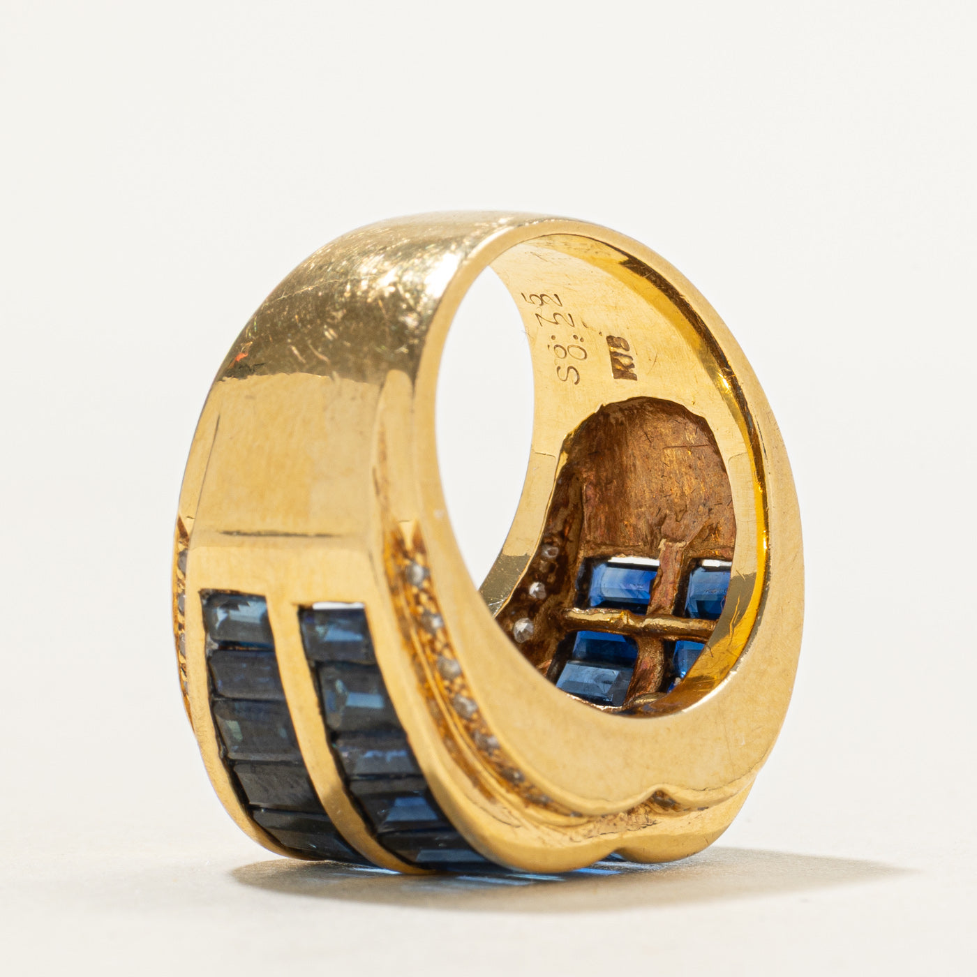 18k Sapphire & Diamond Multi Row Ring | 6.75ctw, 0.26ctw | SZ 6.5