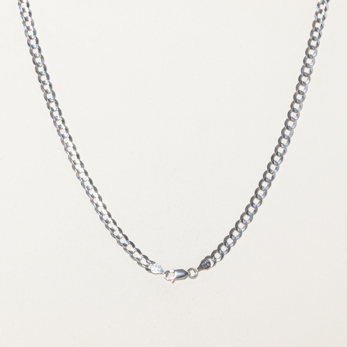 Chaîne gourmette en or blanc 10 carats | 56 cm