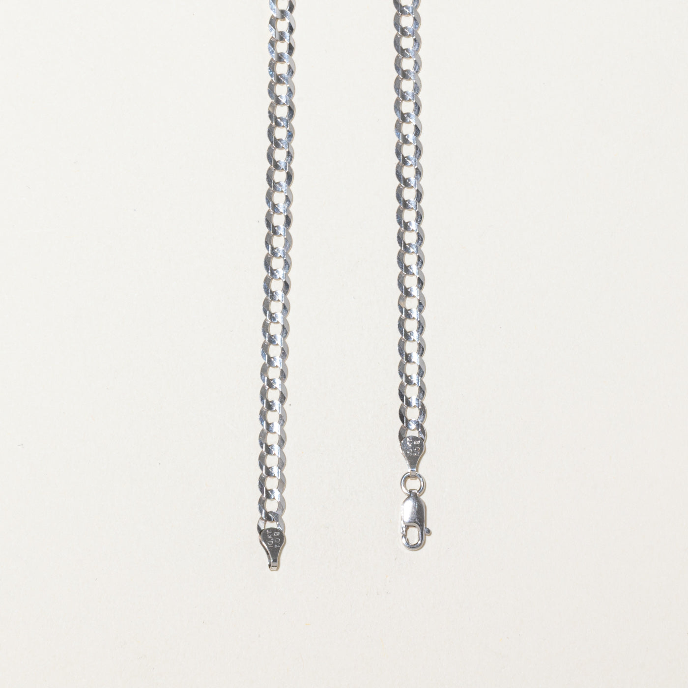 Chaîne gourmette en or blanc 10 carats | 56 cm