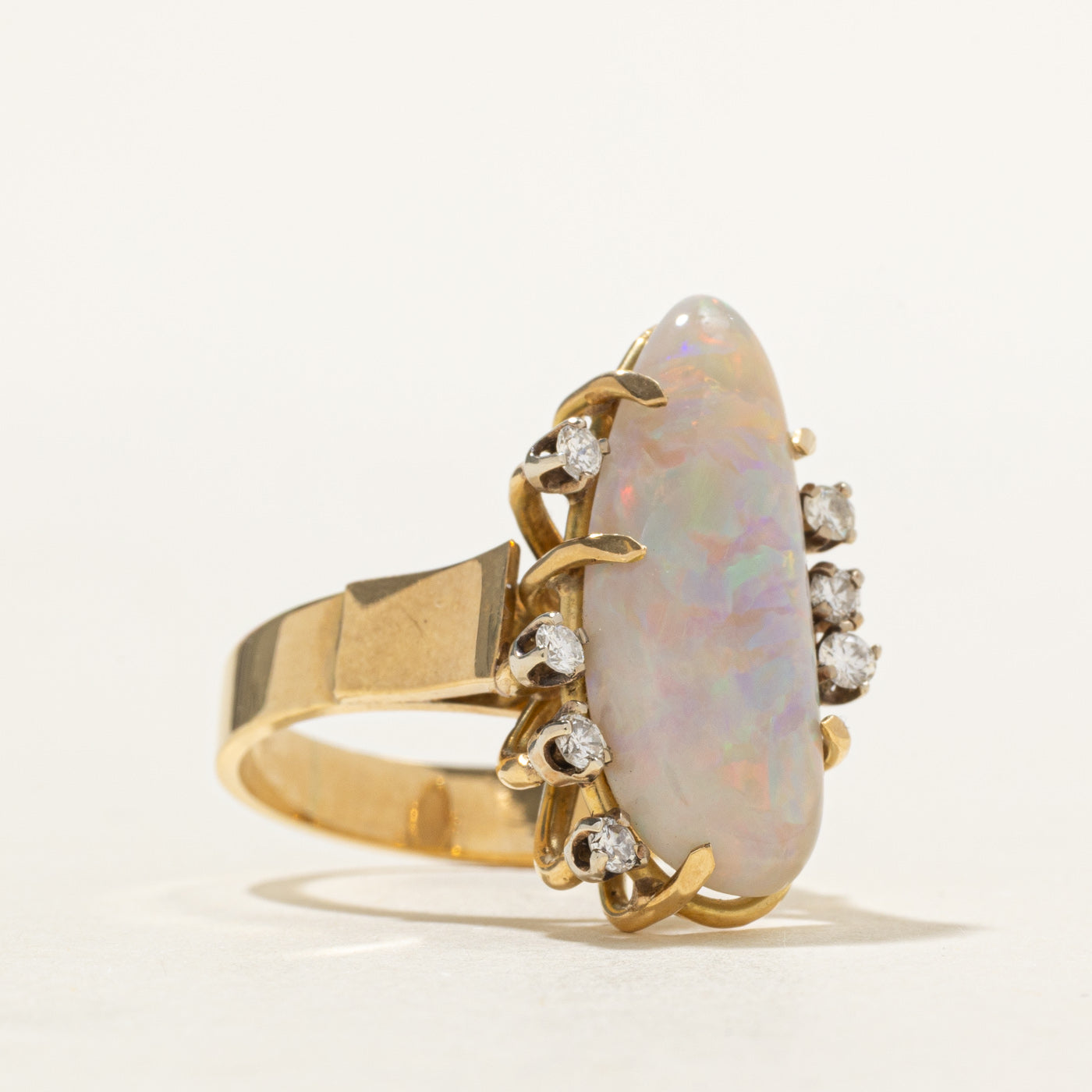 18k Black Opal & Diamond Cocktail Ring | 4.94ct, 0.22ctw | SZ 6.75