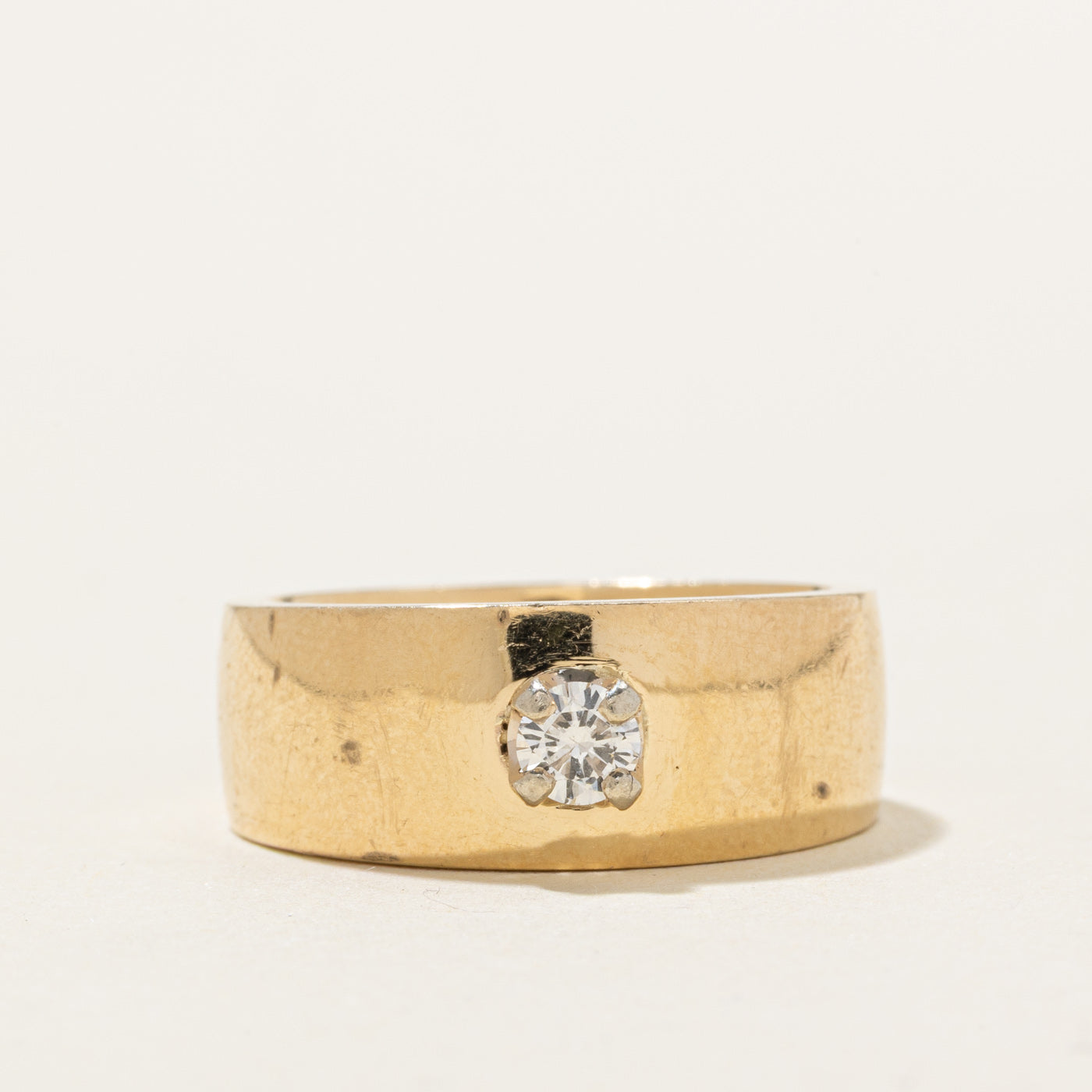 14K Yellow Gold Solitaire Diamond Band | 0.18ct | SZ 6.75
