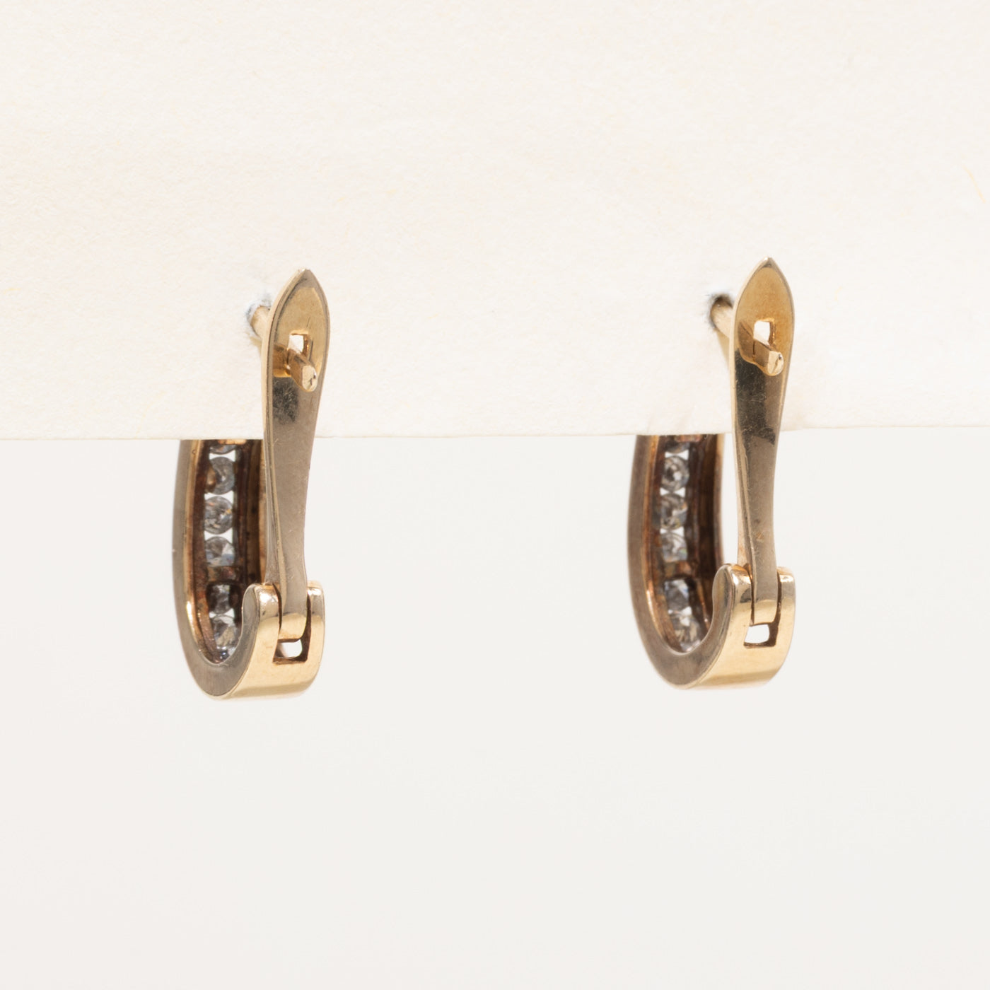 10k Yellow Gold Channel Set Diamond Hoop Earrings | 0.60ctw