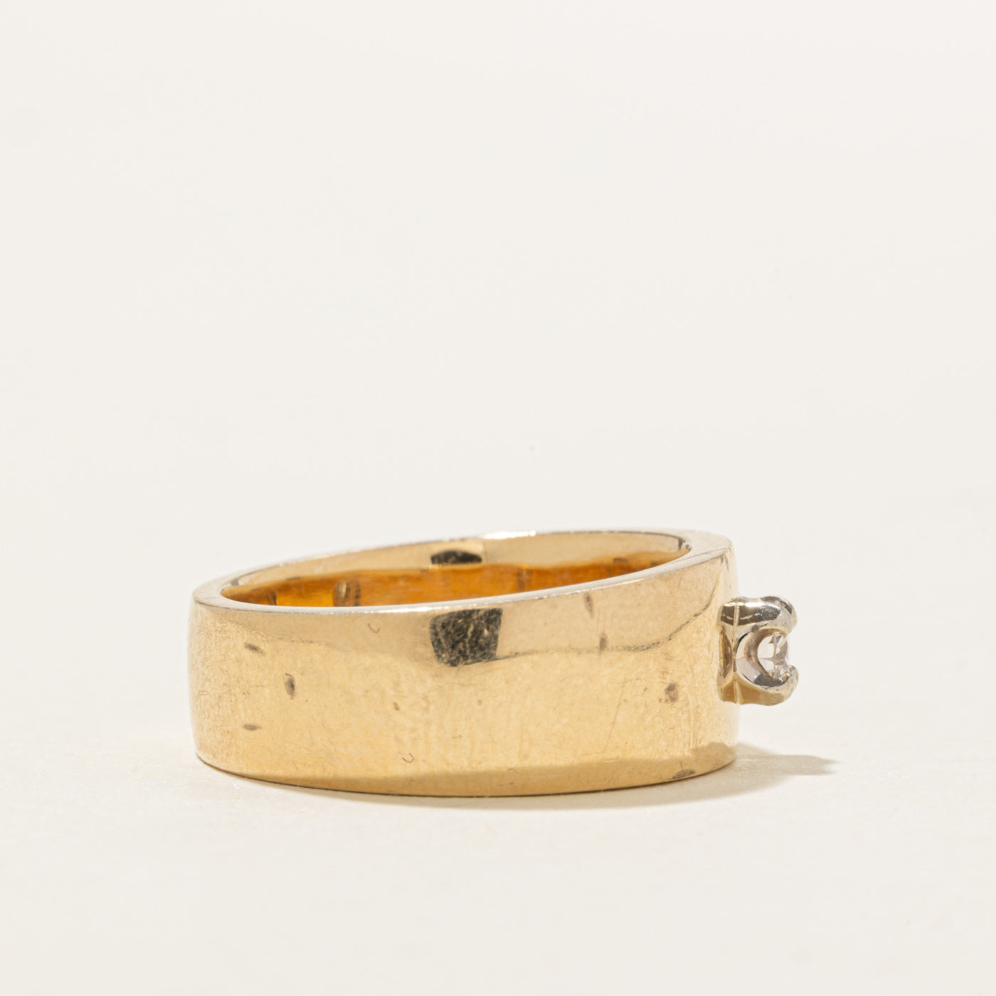 14K Yellow Gold Solitaire Diamond Band | 0.18ct | SZ 6.75