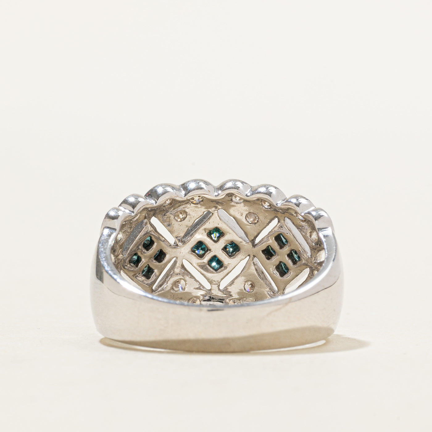 14k Blue & White Diamond Geometric Cluster Ring | 0.94ctw | SZ 7.25