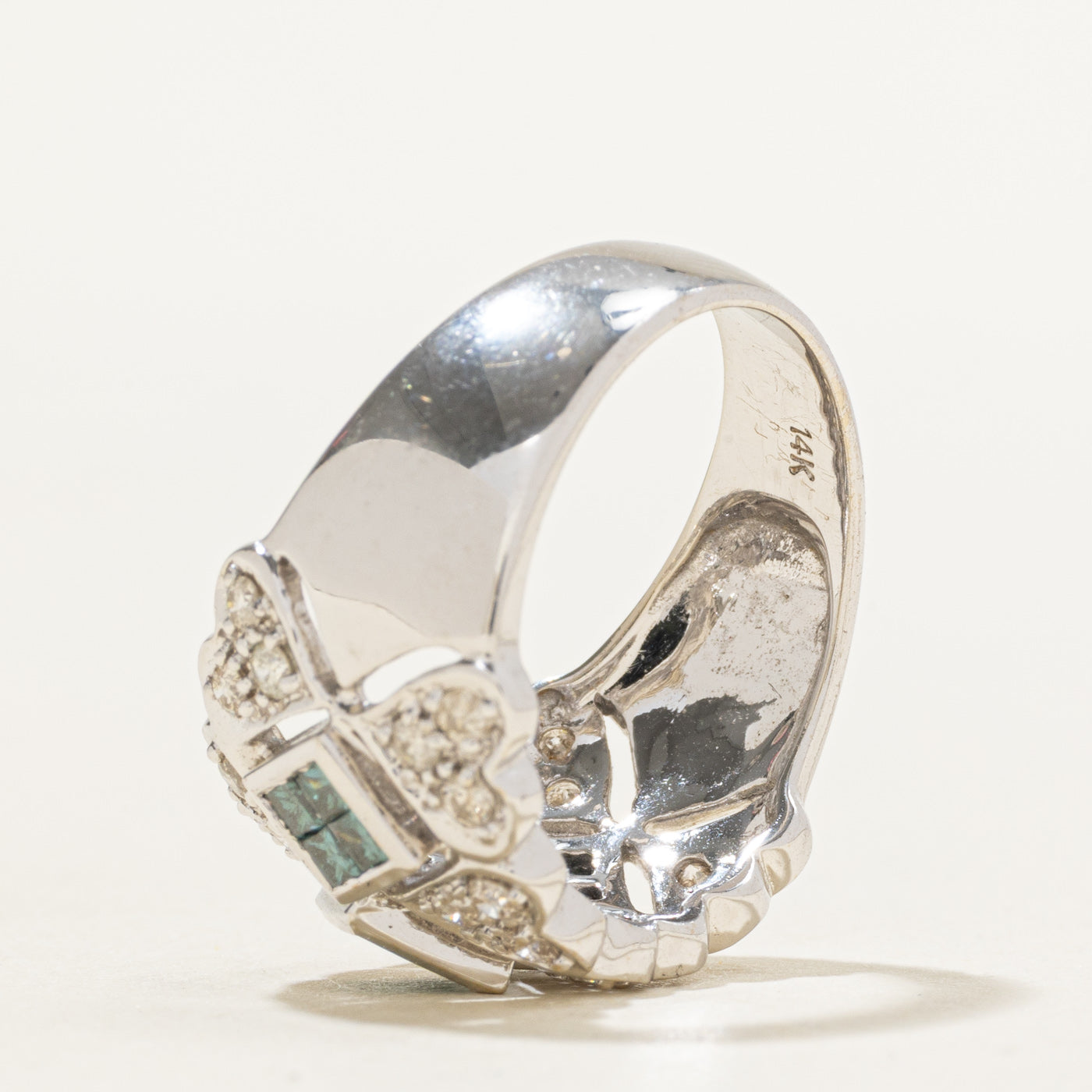 14k Blue & White Diamond Geometric Cluster Ring | 0.94ctw | SZ 7.25