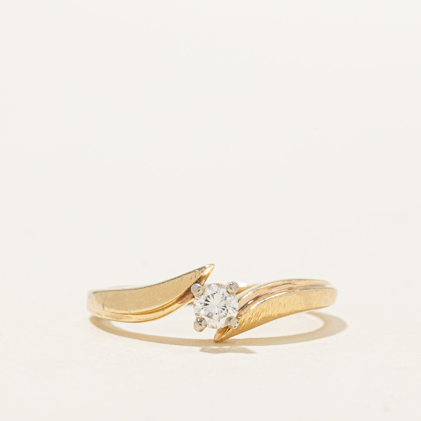 14K Solitaire Diamond Bypass Ring | 0.18ct | SZ 7.75