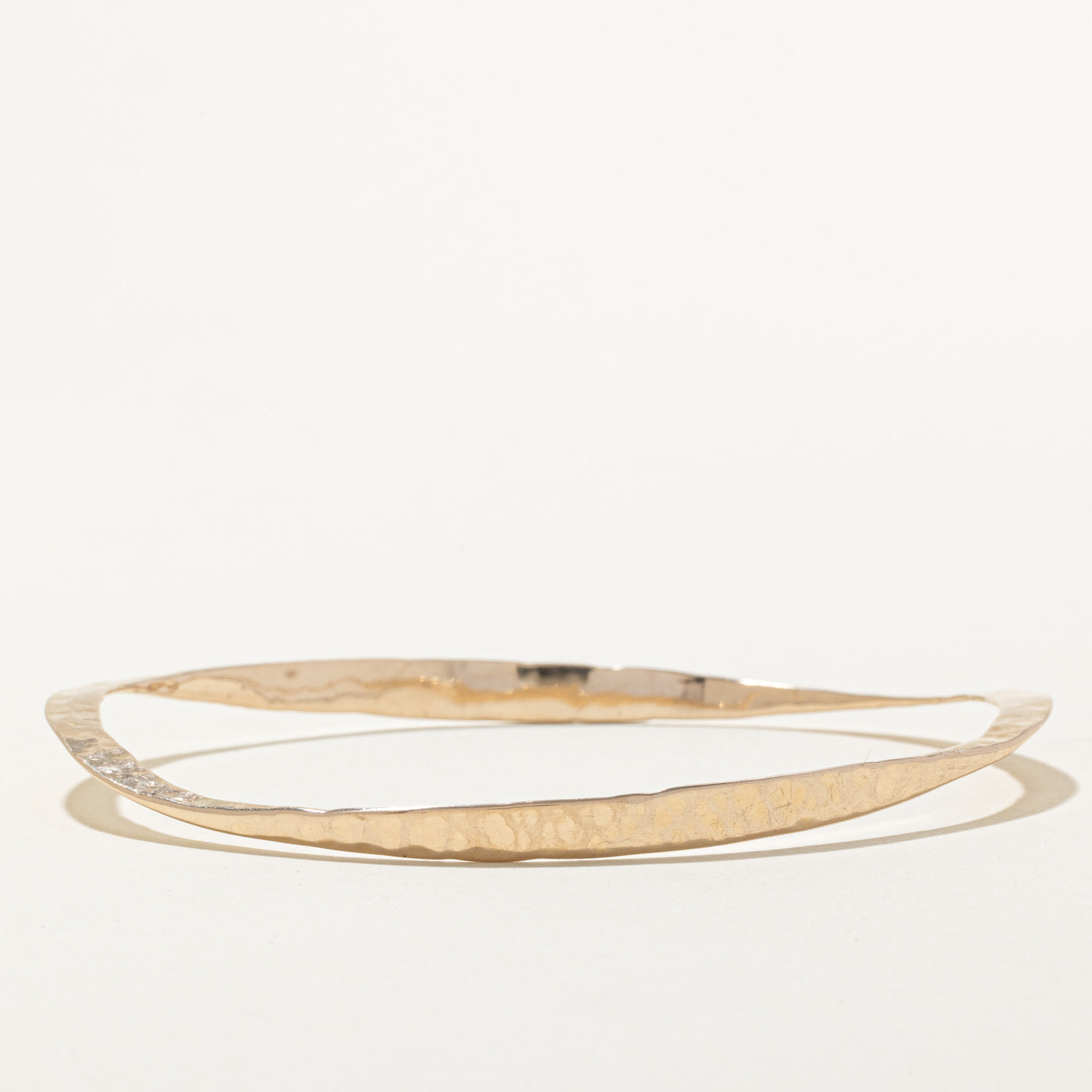 10k Yellow Gold Hammered Bangle Bracelet | 8"