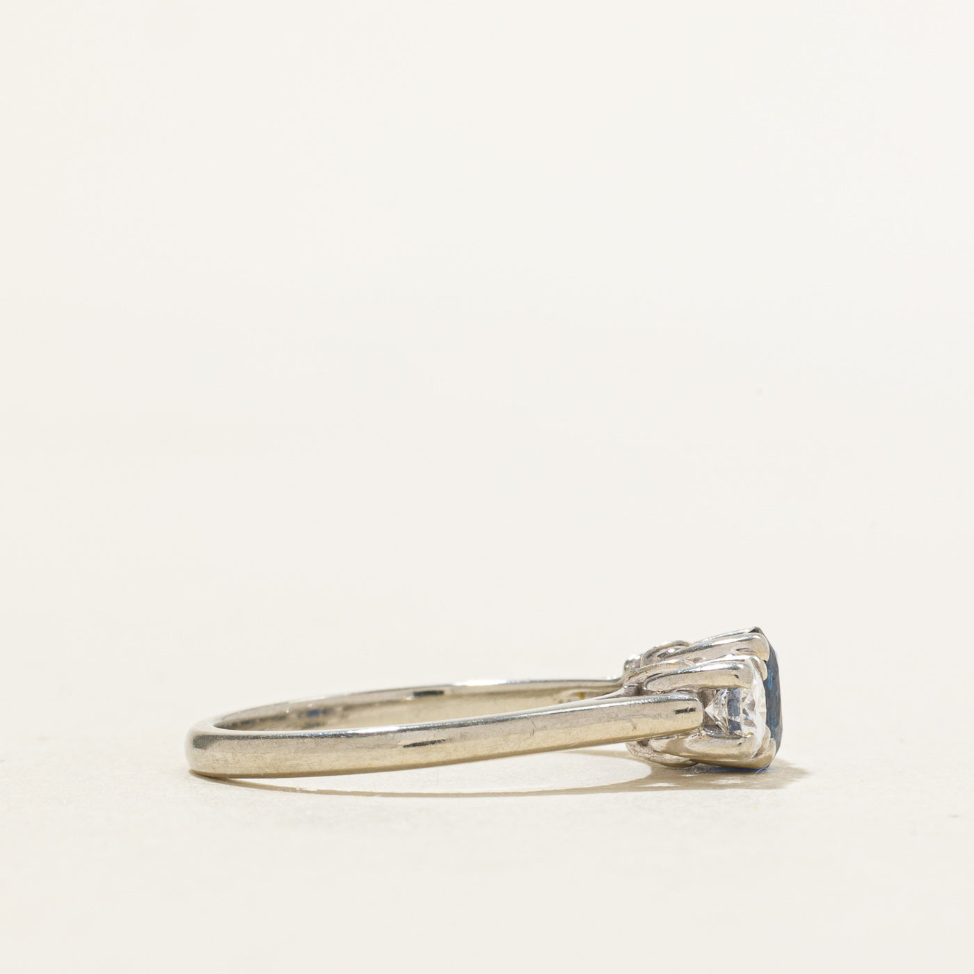18k Three Stone Sapphire & Diamond Ring | 0.55ct, 0.39ctw | SZ 6