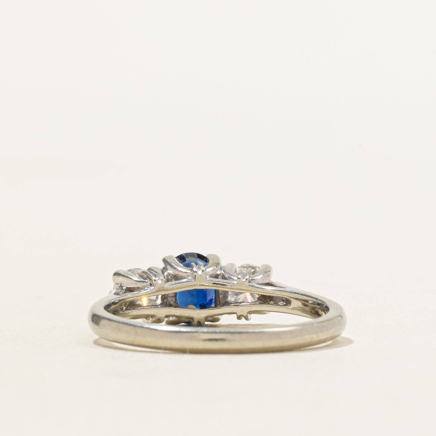 18k Three Stone Sapphire & Diamond Ring | 0.55ct, 0.39ctw | SZ 6
