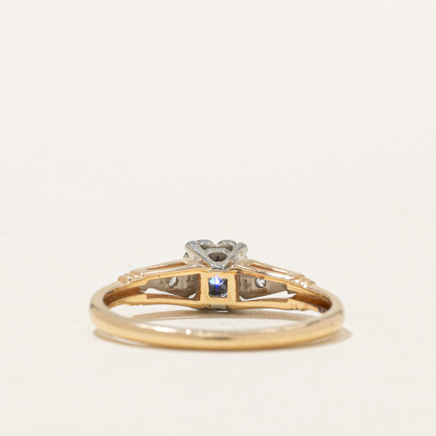 Bague en or bicolore sertie de diamants illusion | 0,13 ct | Taille 6,5