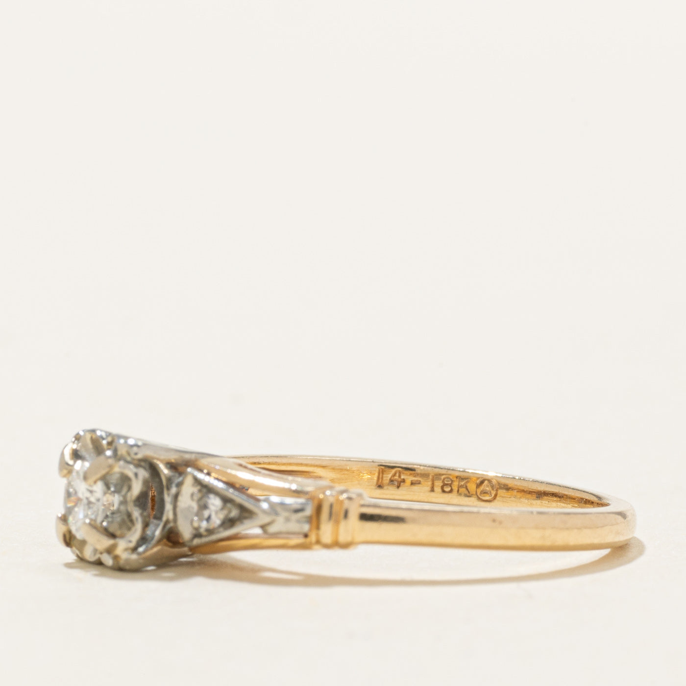 Bague en or bicolore sertie de diamants illusion | 0,13 ct | Taille 6,5