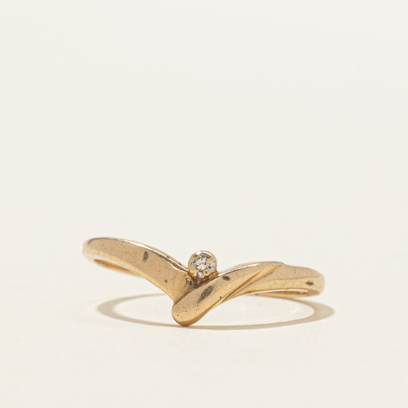 10K Yellow Gold Diamond Chevron Ring | SZ 6.25