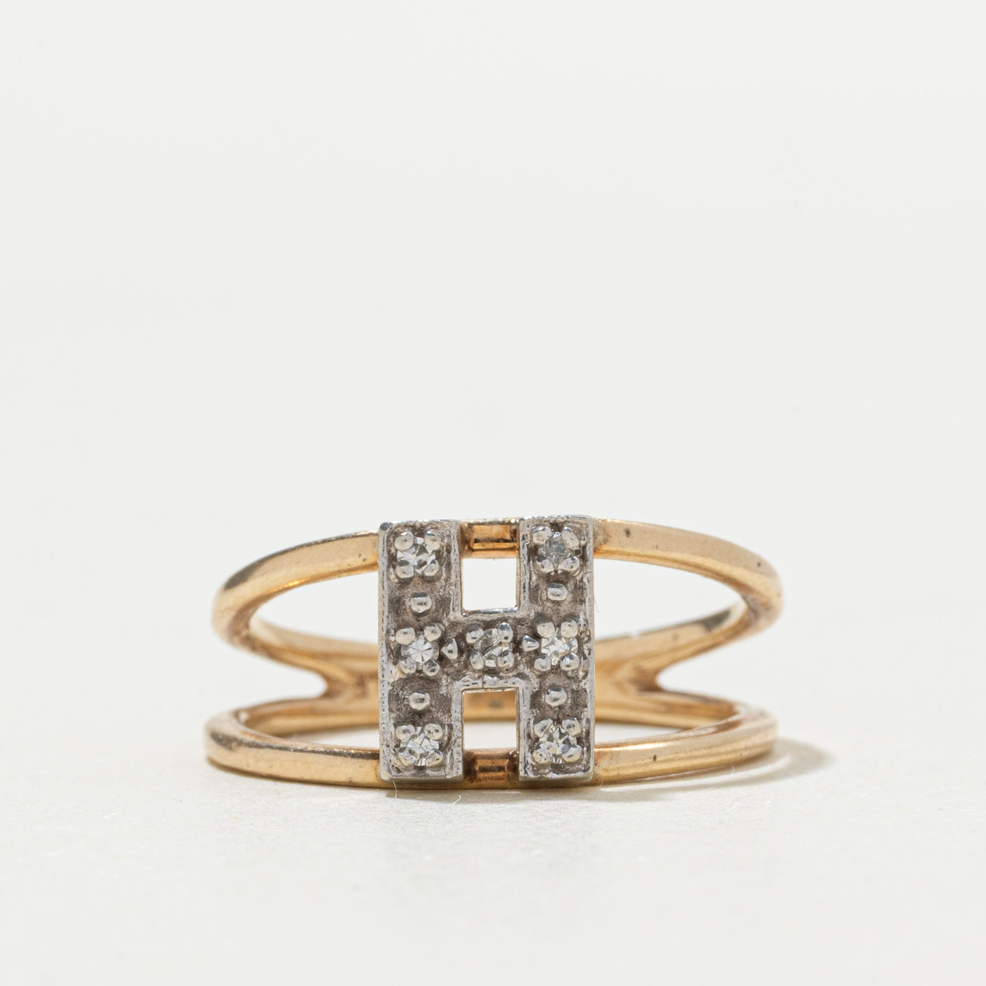 10k Diamond "H" Initial Openwork Ring | SZ 6.75