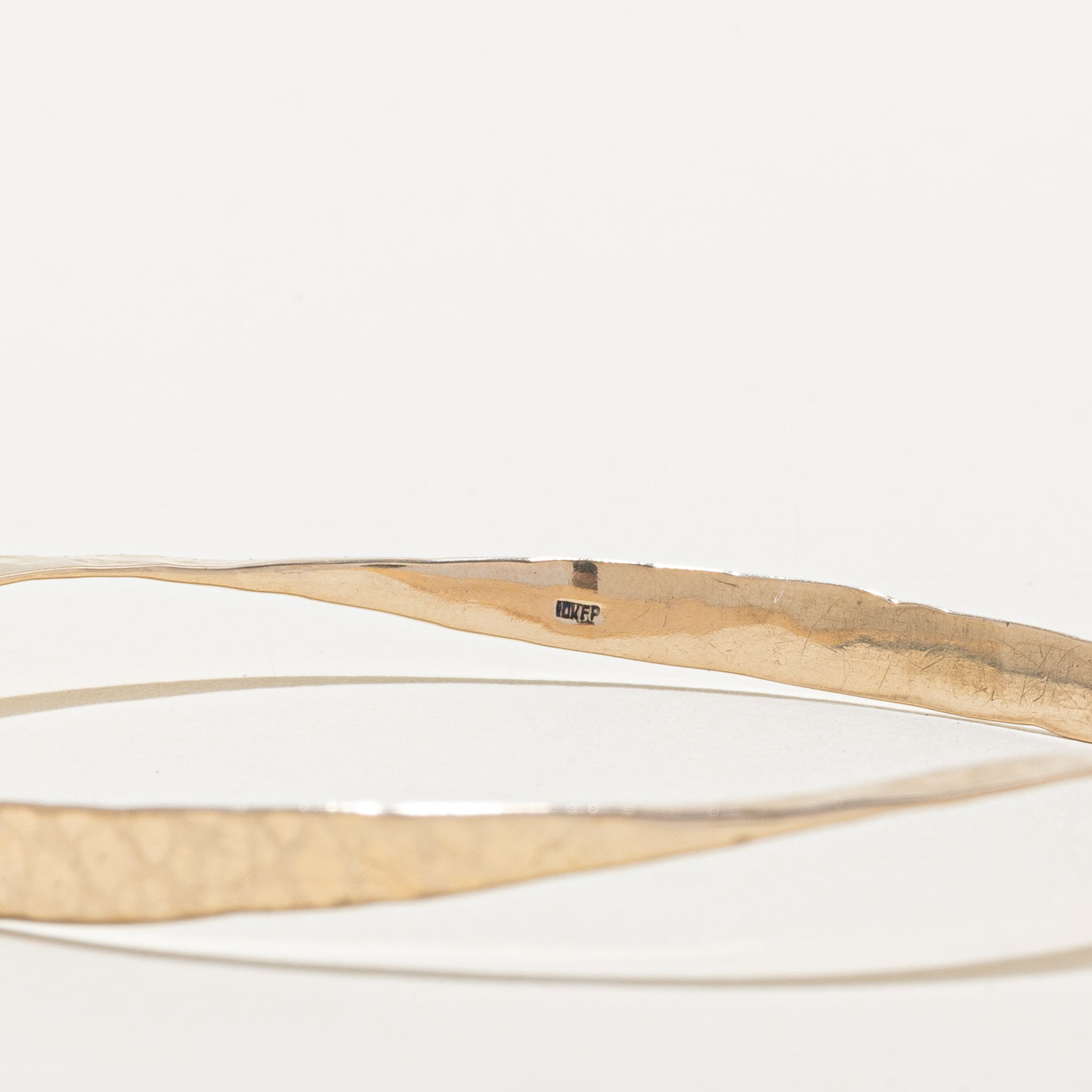 10k Yellow Gold Hammered Bangle Bracelet | 8"