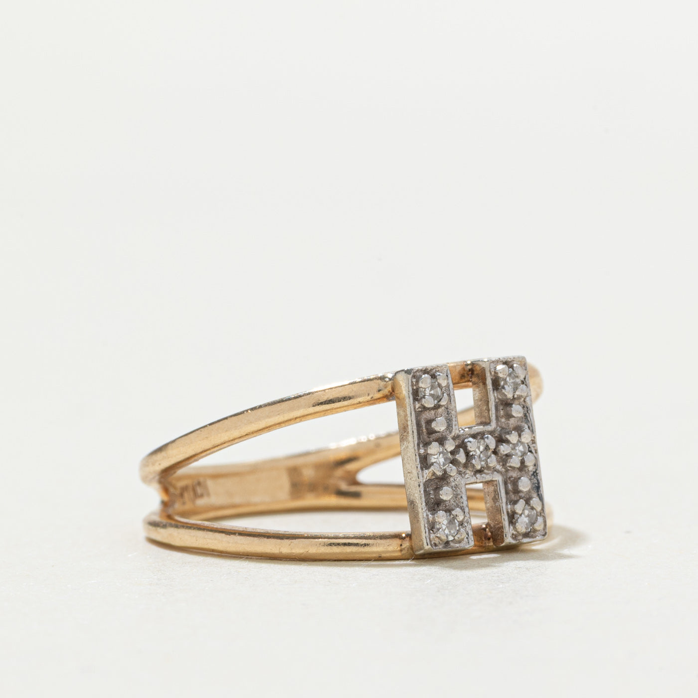 10k Diamond "H" Initial Openwork Ring | SZ 6.75