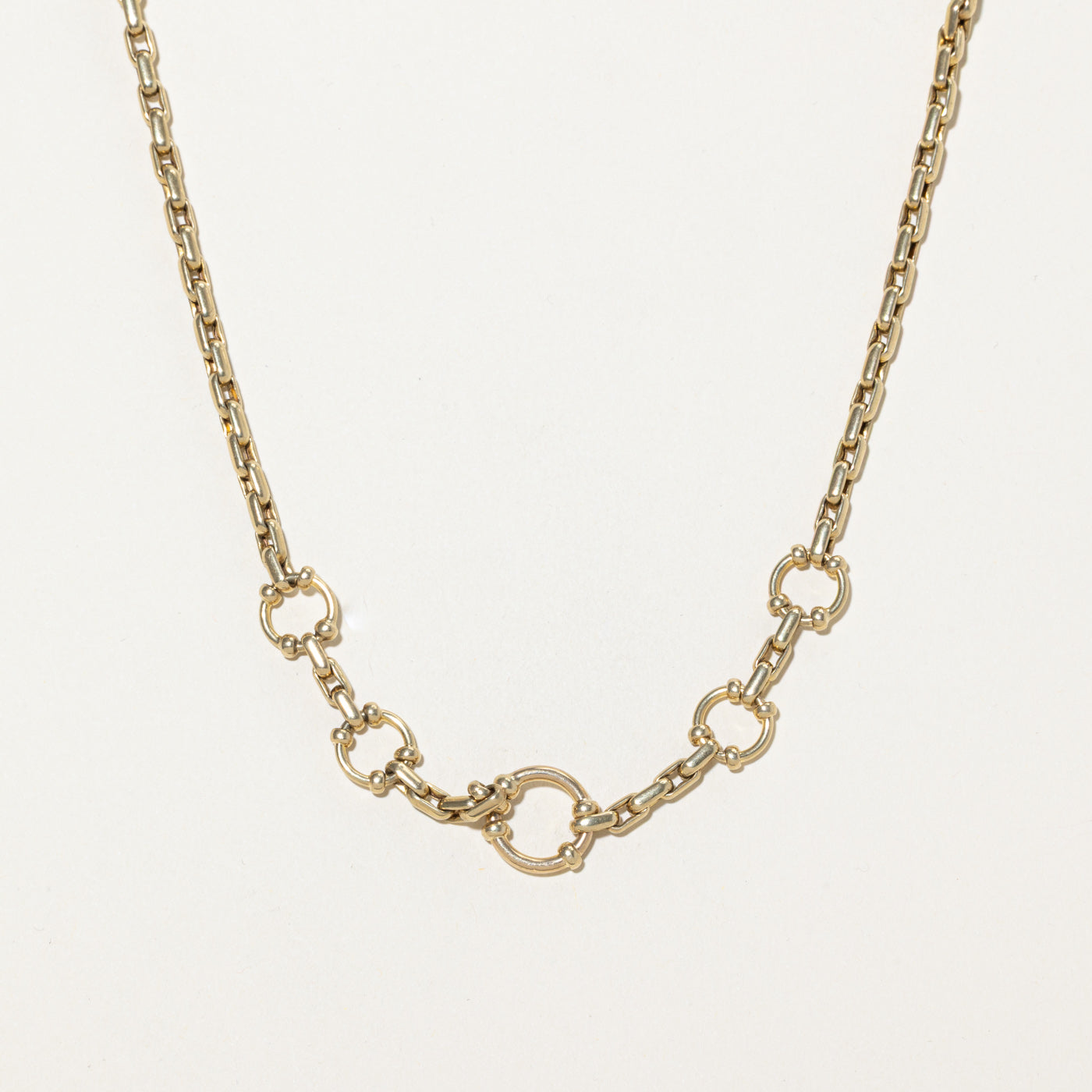 14k Yellow Gold Circle Link Necklace | 17.5"