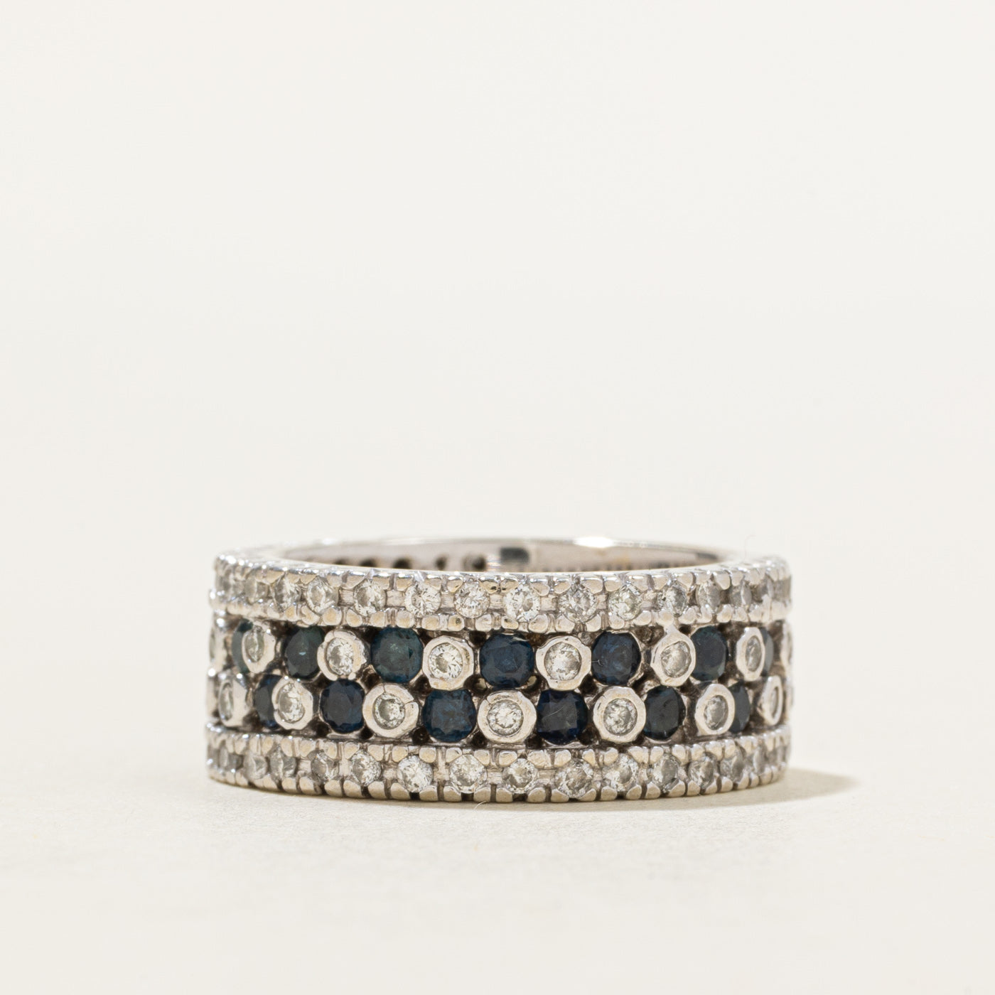 14k Sapphire & Diamond Multi Row Band | 1.00ctw, 0.75ctw | SZ 5.5
