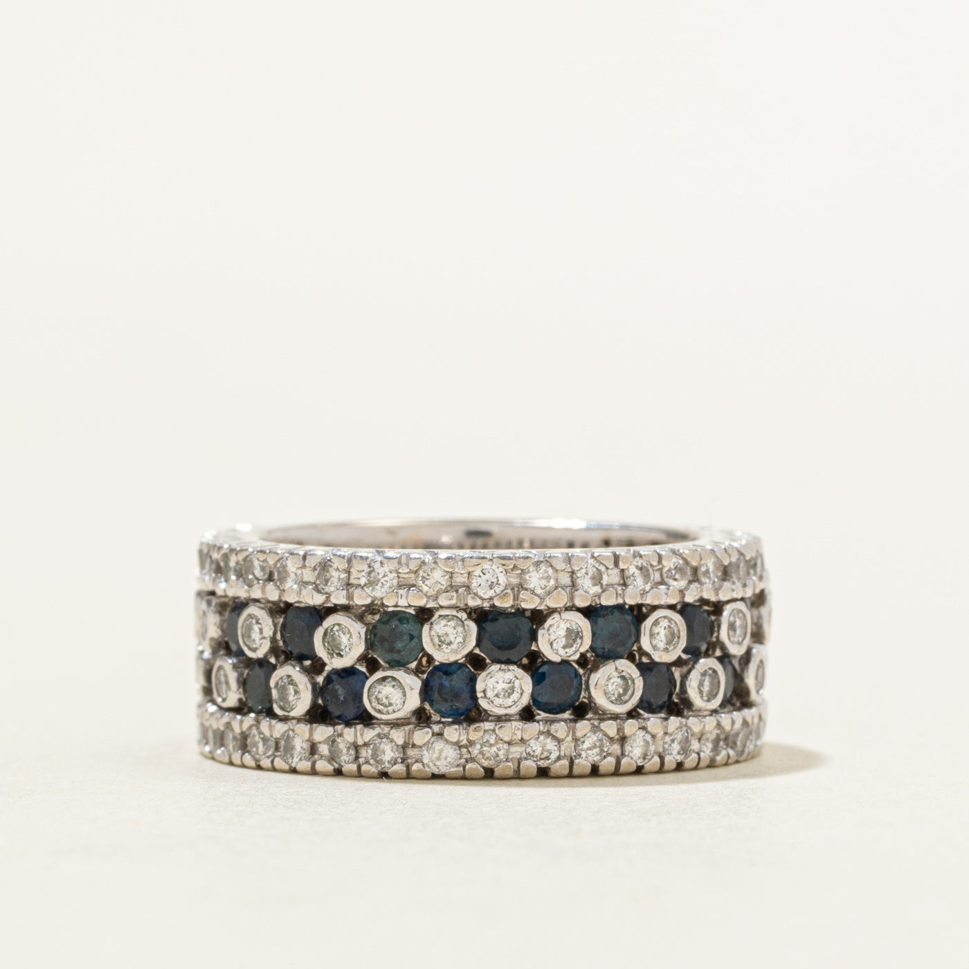 14k Sapphire & Diamond Multi Row Band | 1.00ctw, 0.75ctw | SZ 5.5