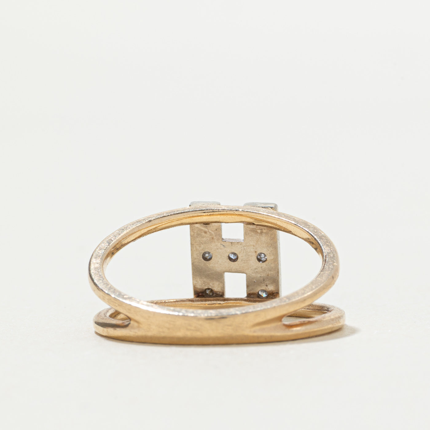10k Diamond "H" Initial Openwork Ring | SZ 6.75