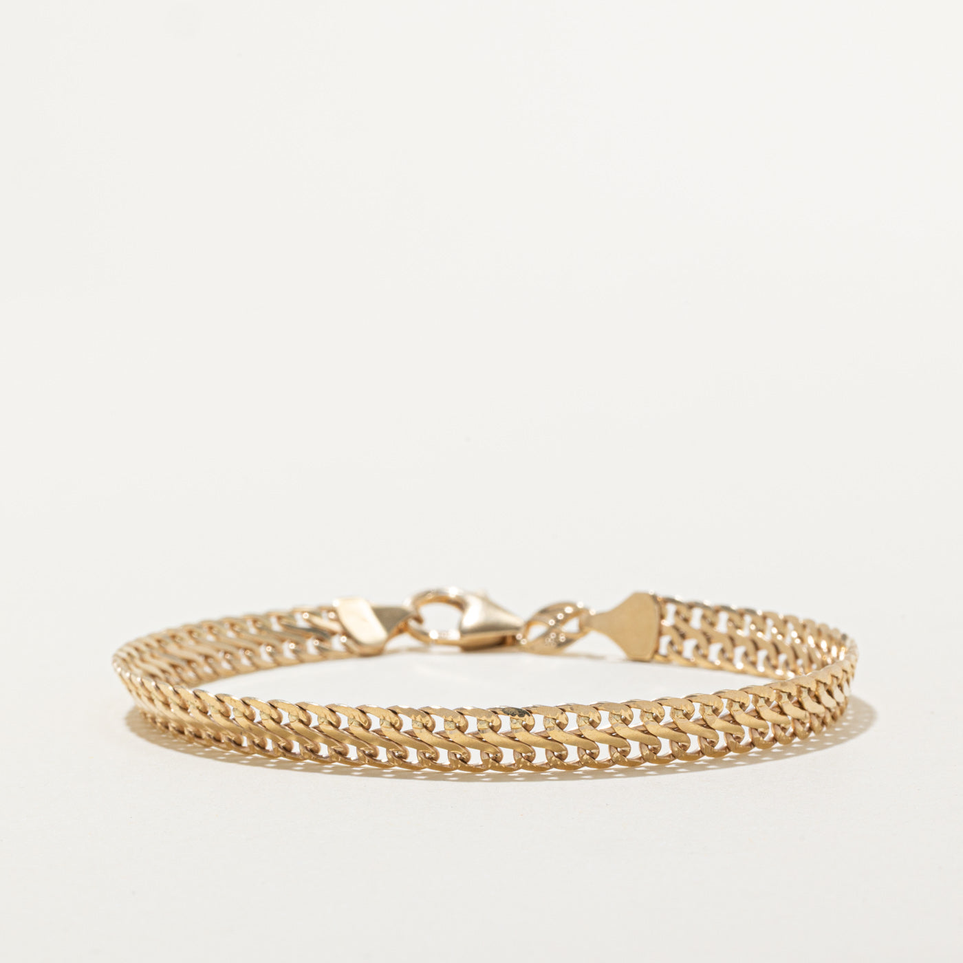 14k Yellow Gold Double Link Chain Bracelet | 7"