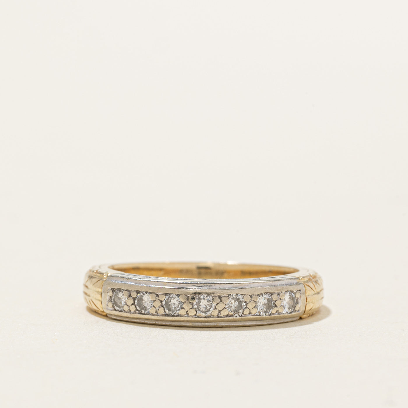14K Seven Stone Diamond Engraved Band | 0.14ctw | SZ 4.75