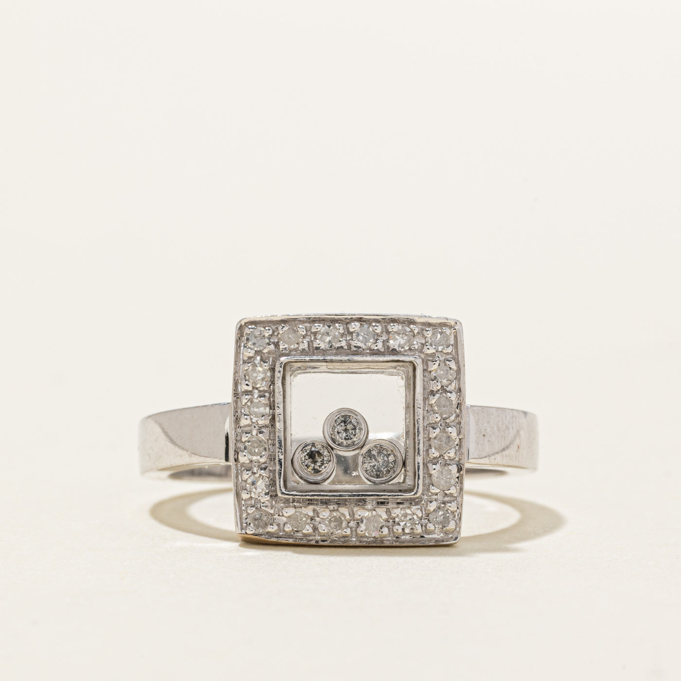 14K Kinetic Diamond Square Framed Ring | 0.13ctw | SZ 7.25