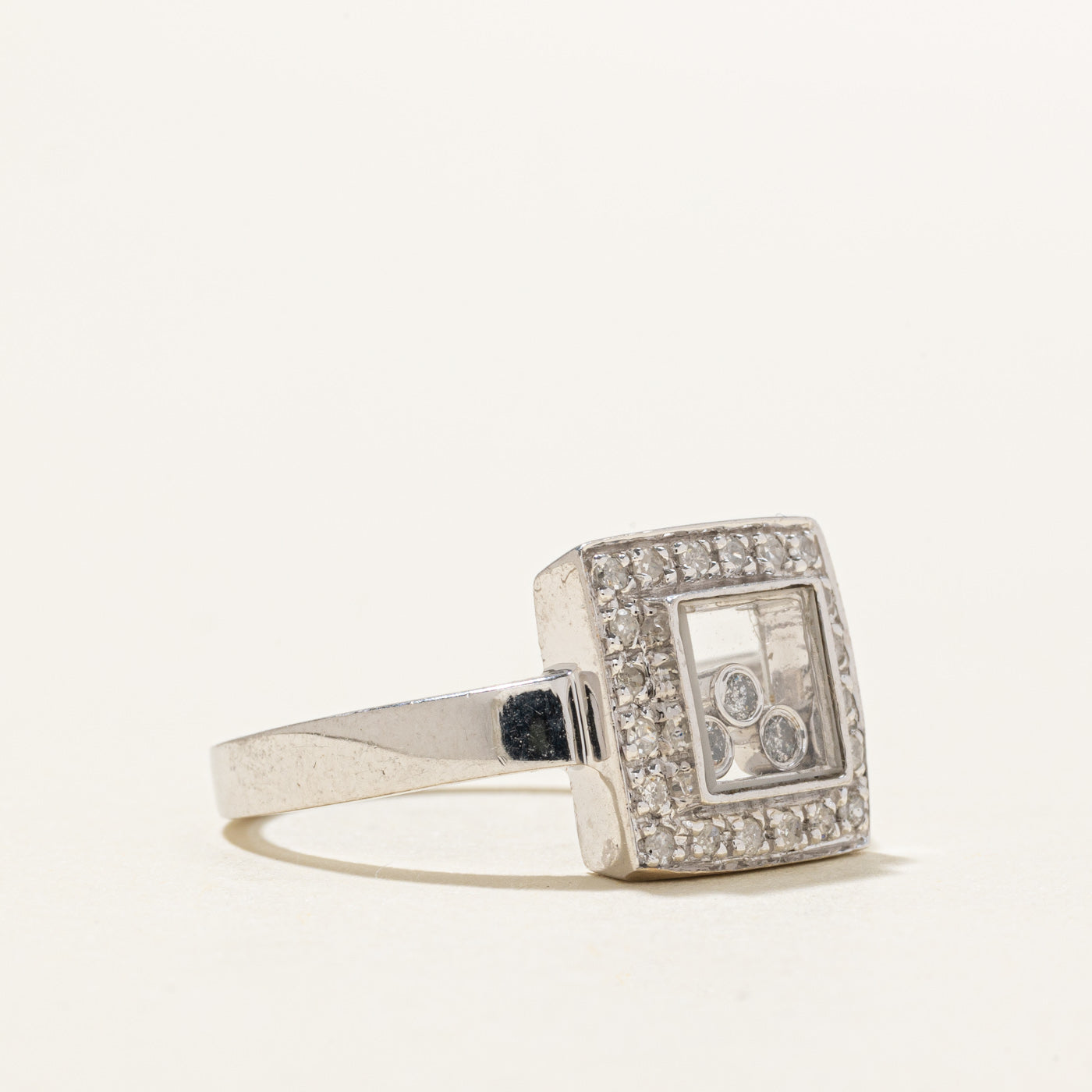 14K Kinetic Diamond Square Framed Ring | 0.13ctw | SZ 7.25