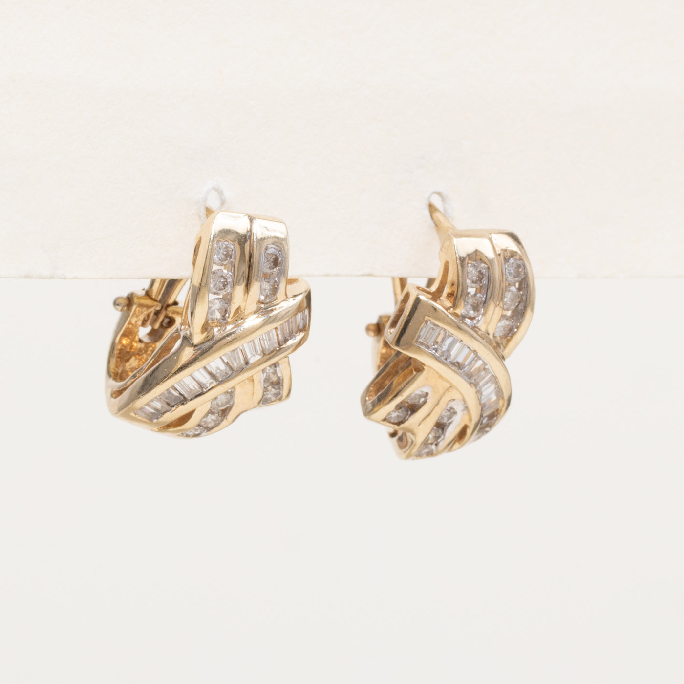 10k Mixed Cut Diamond Crossover Earrings | 0.72ctw