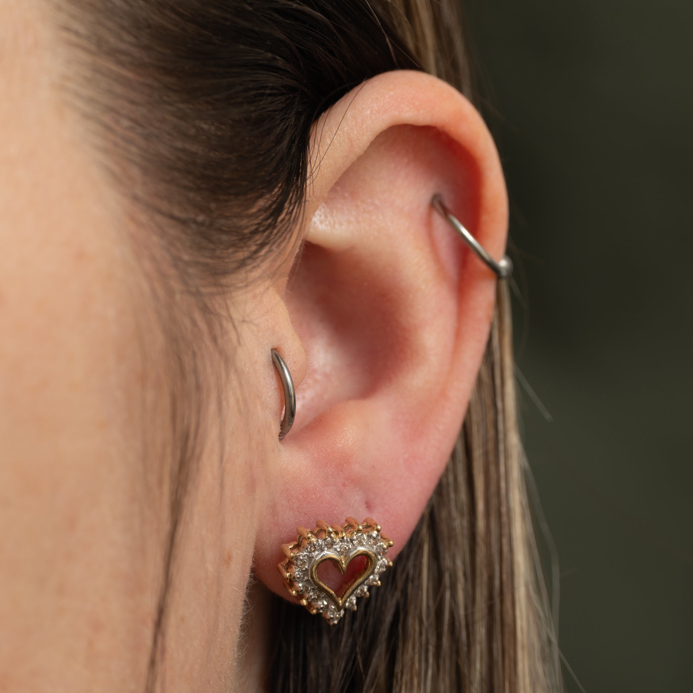 10k Diamond Petal Open Heart Stud Earrings | 0.32ctw