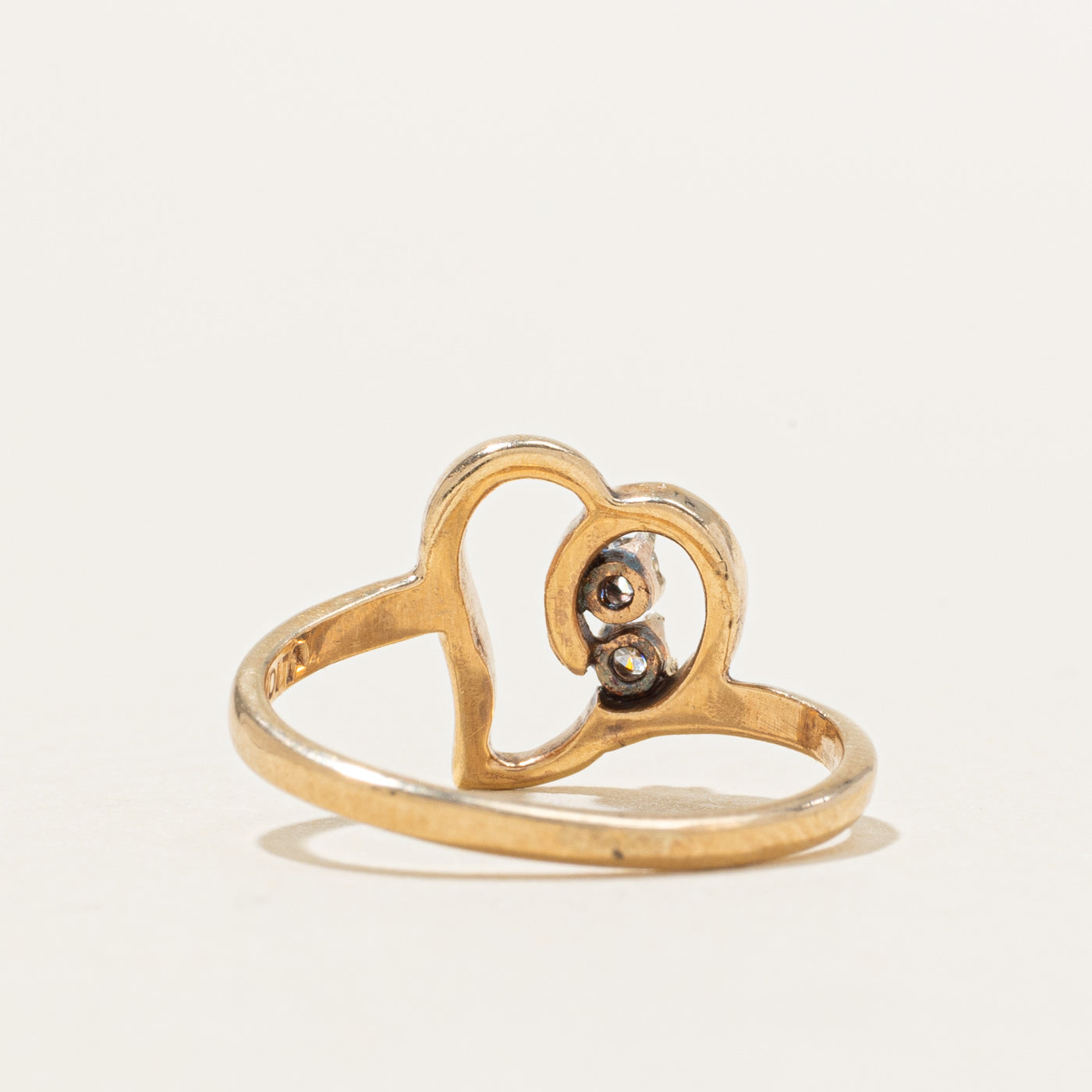 10K Two Stone Diamond Open Heart Ring | SZ 4.5