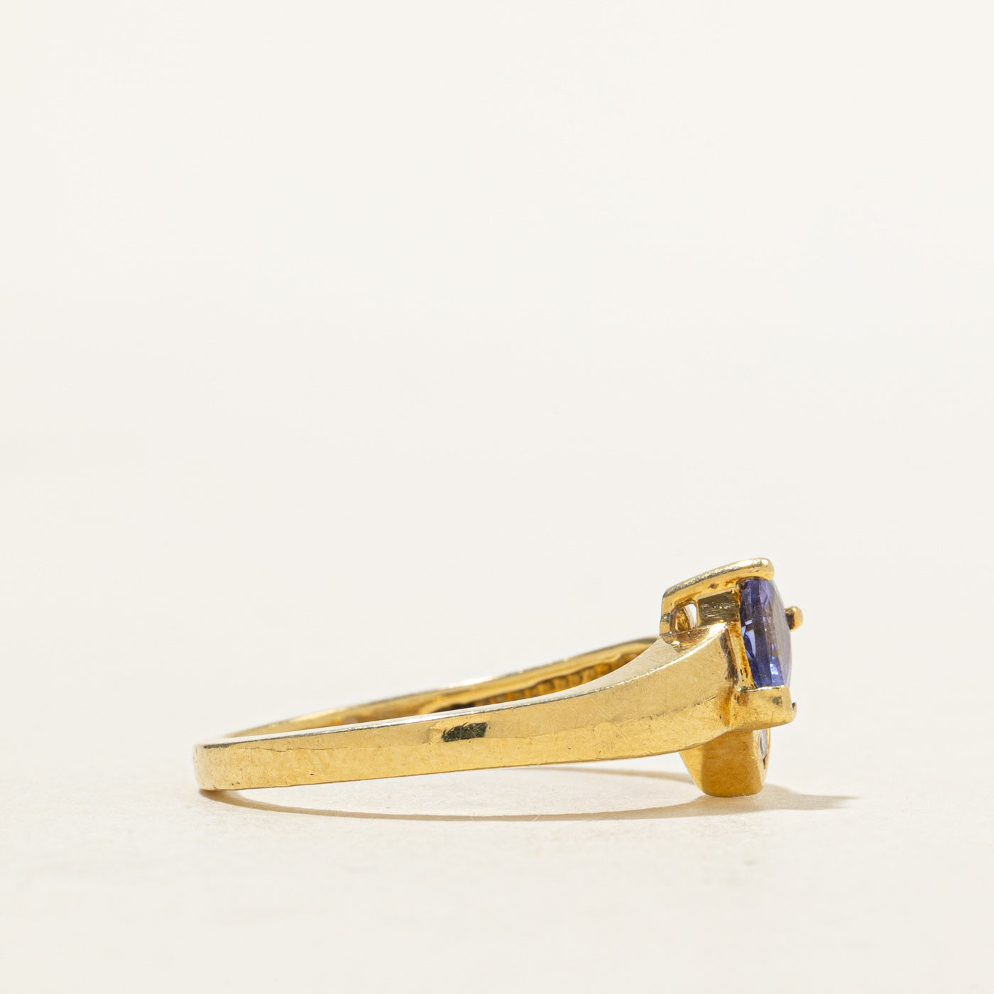 18k Pear Cut Tanzanite & Diamond Bypass Ring | 0.36ct, 0.10ctw | SZ 6.75