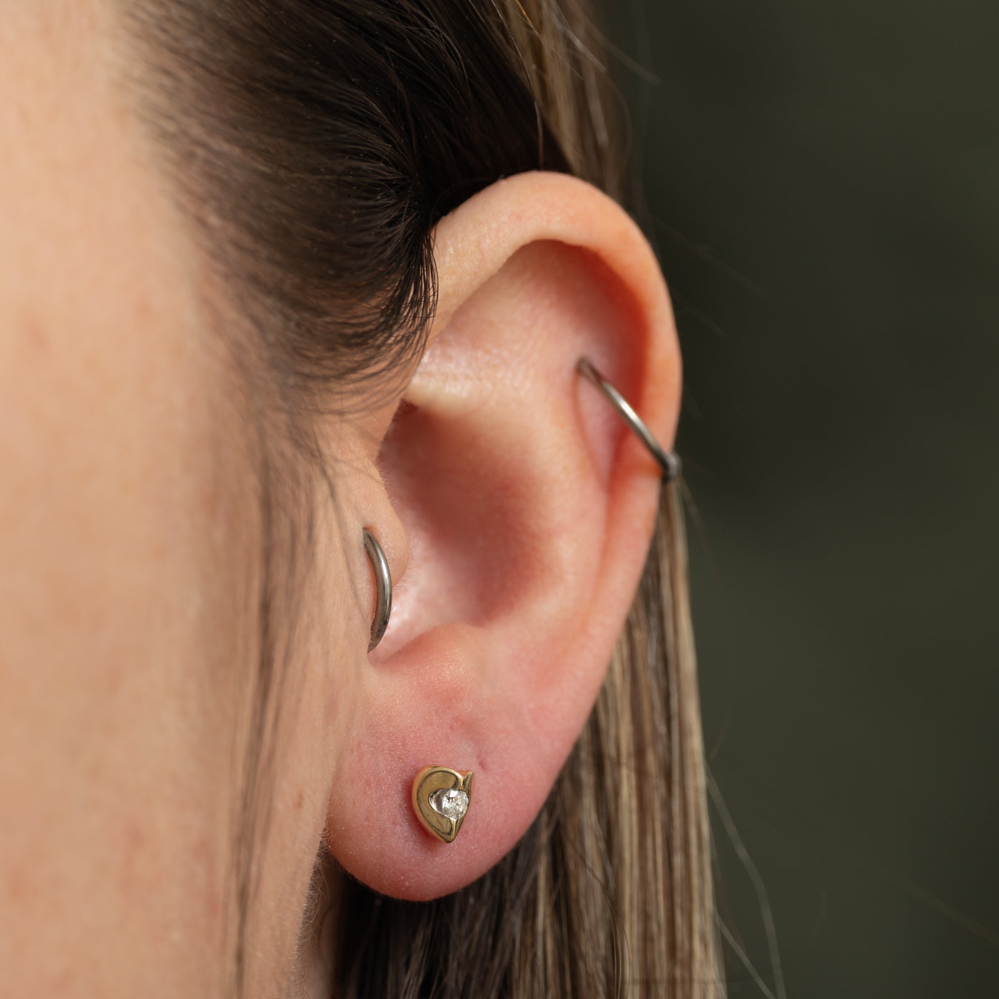 14k Diamond Heart Stud Earrings | 0.10ctw