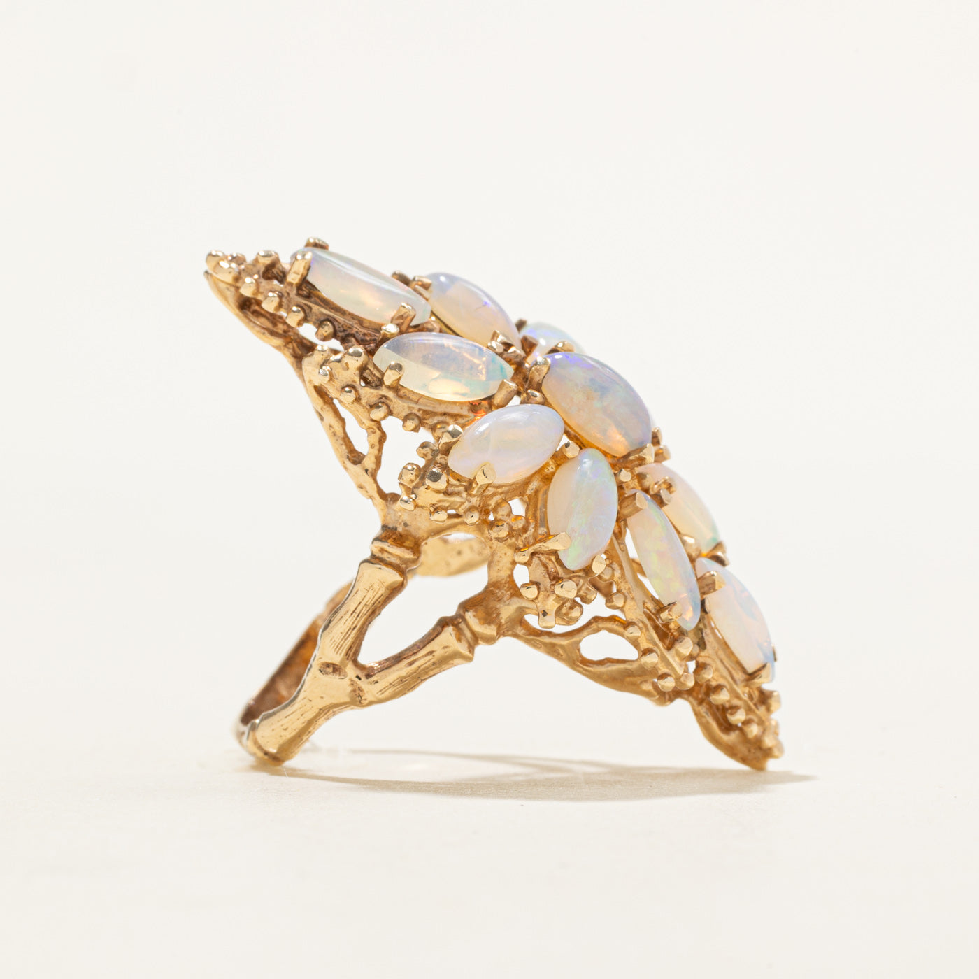 14k Opal Floral Cluster Cocktail Ring | 4.58ctw | SZ 6.75