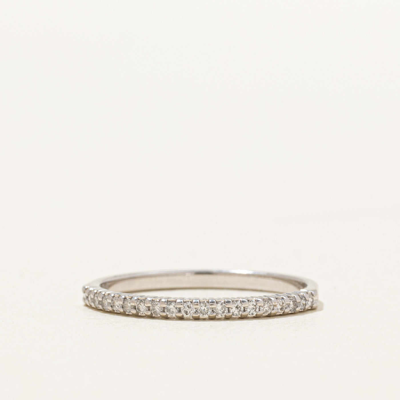 10K White Gold Semi Eternity Diamond Band | SZ 7.0